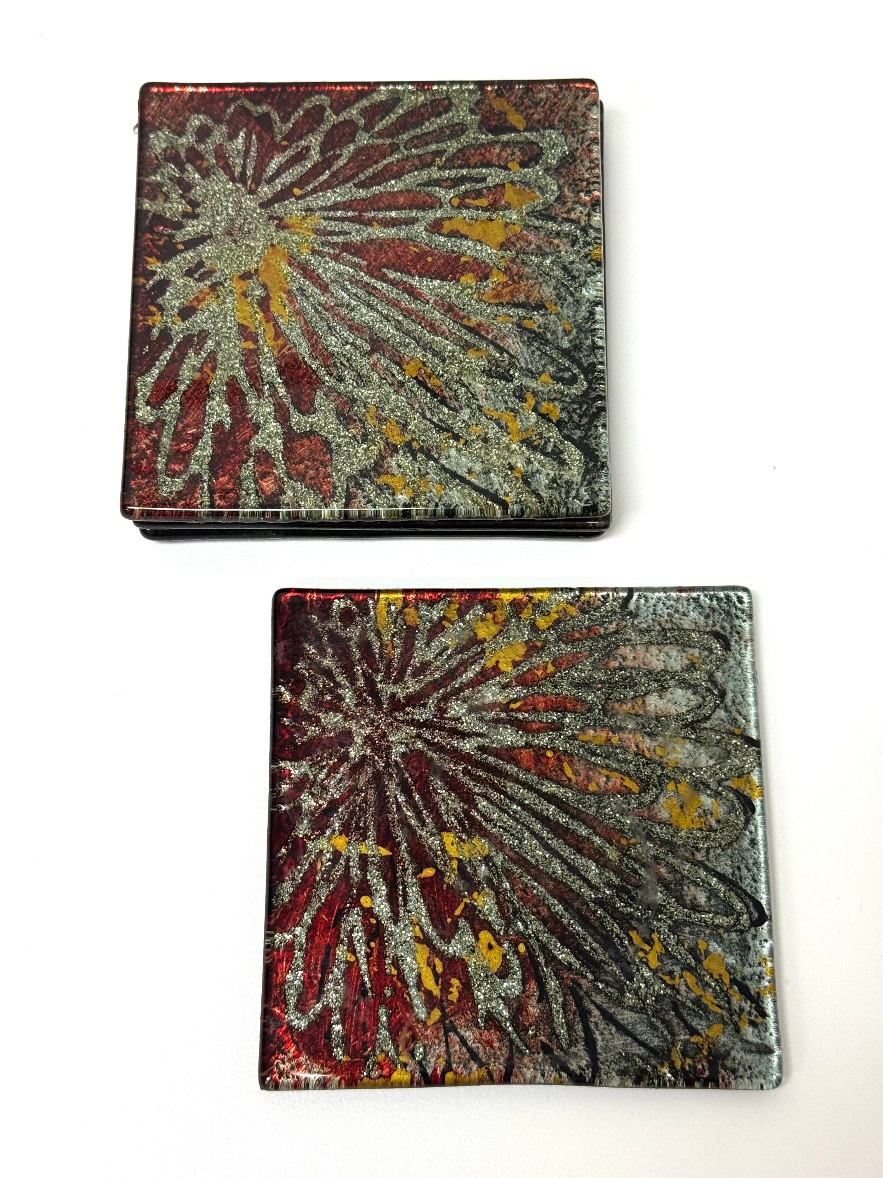 Art Glass Coasters Set of 4