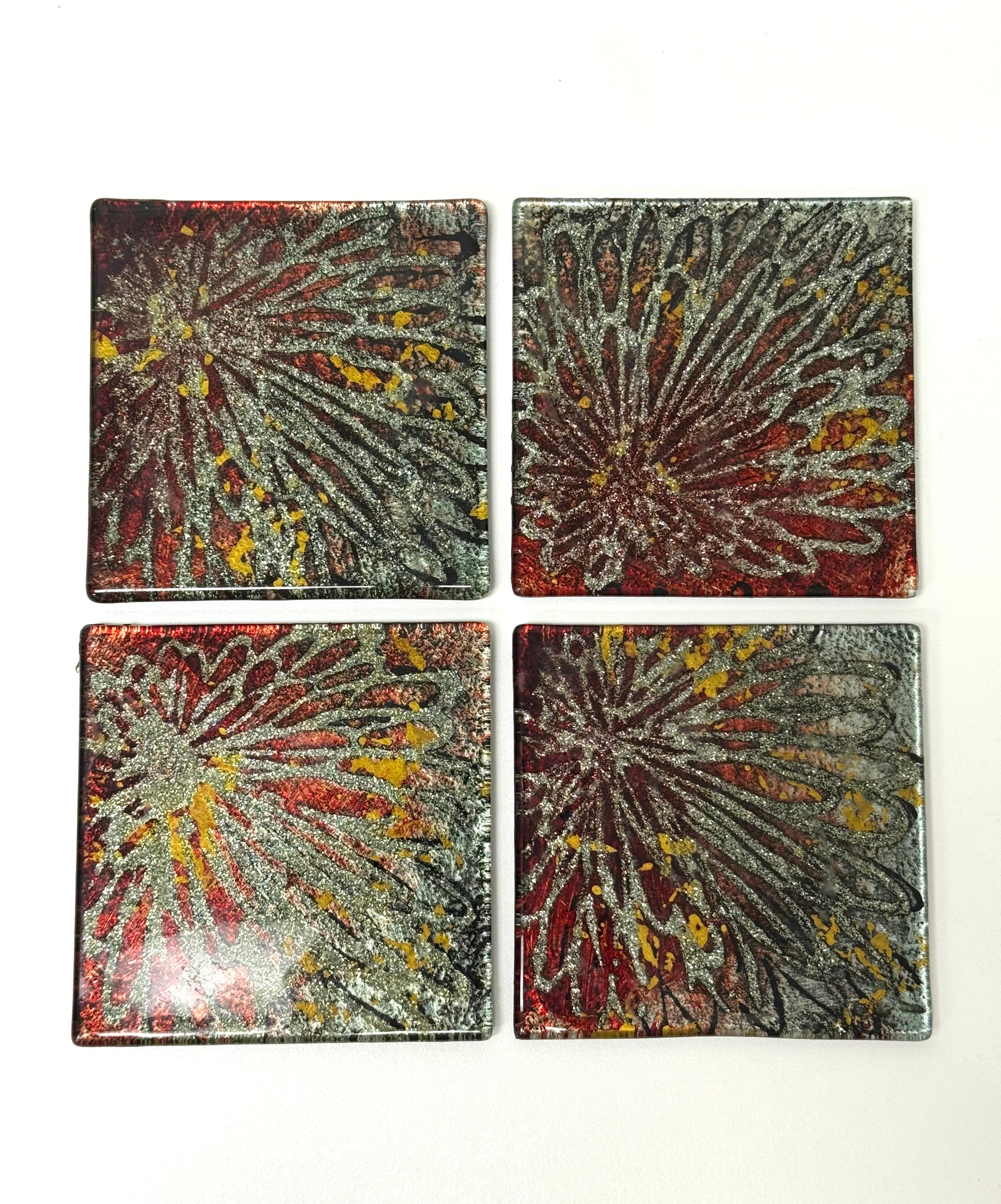 Art Glass Coasters Set of 4