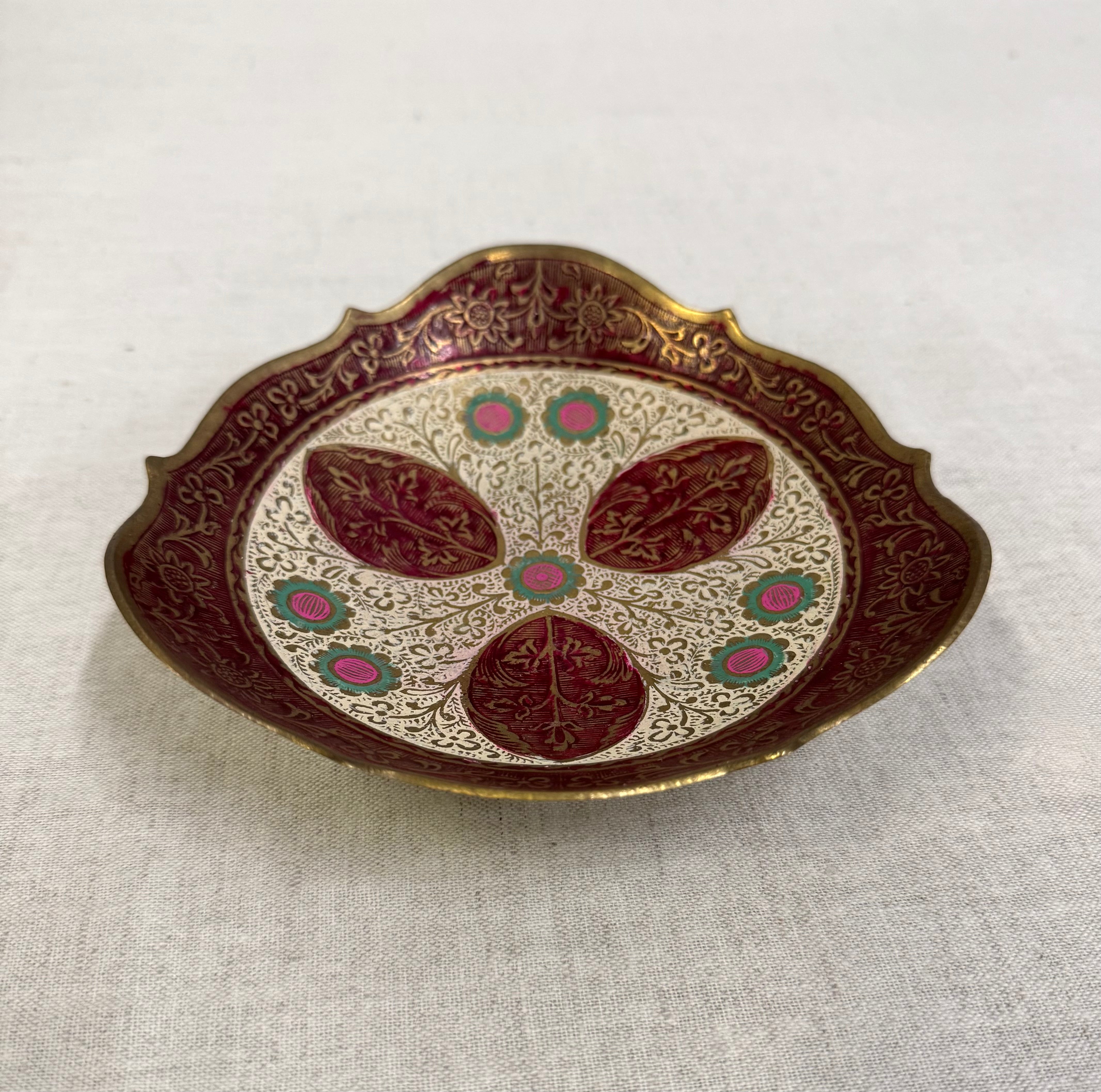 Meenakari Hand-painted Brass Pedestal Bowl