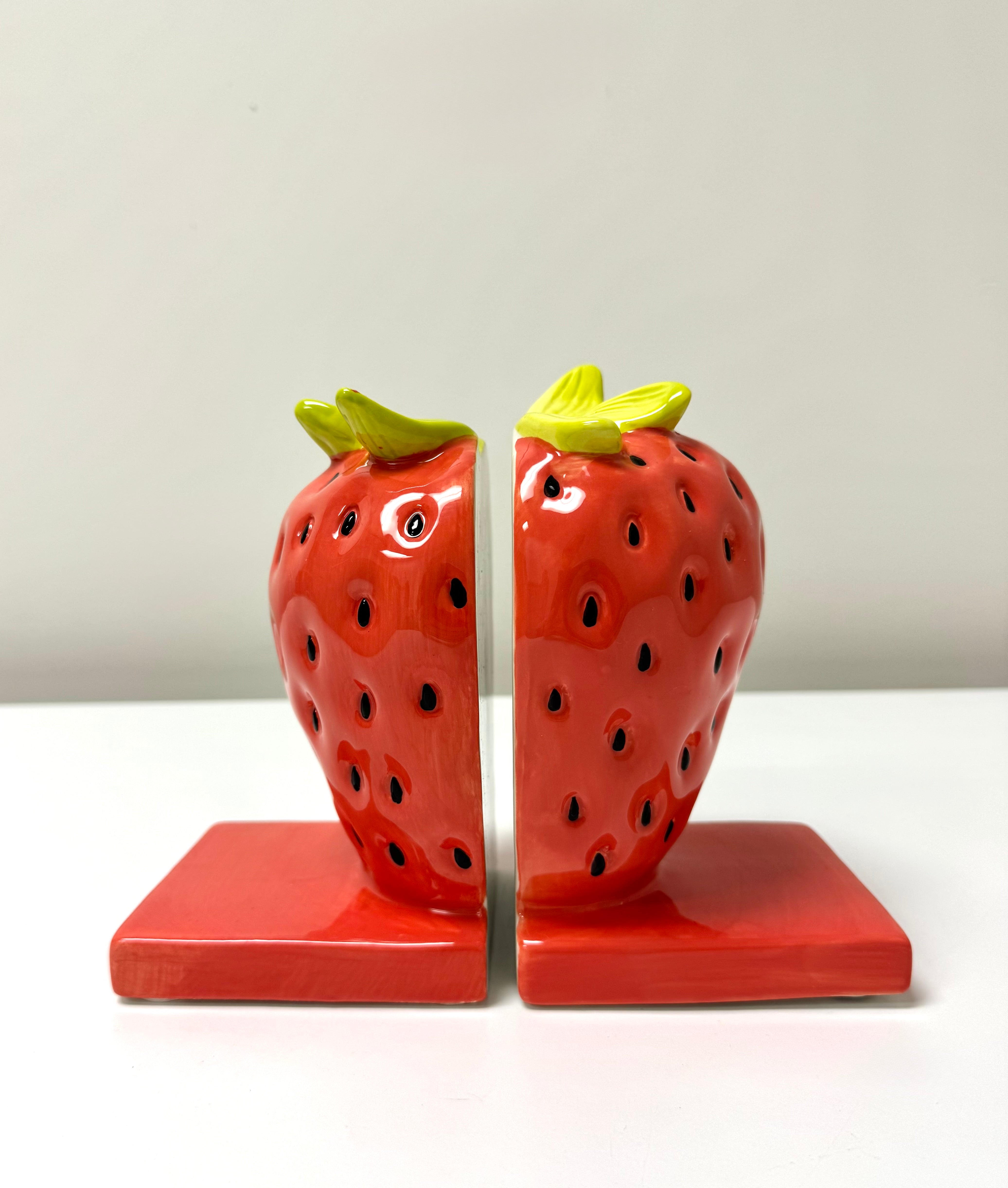 Ceramic Strawberry Book Ends