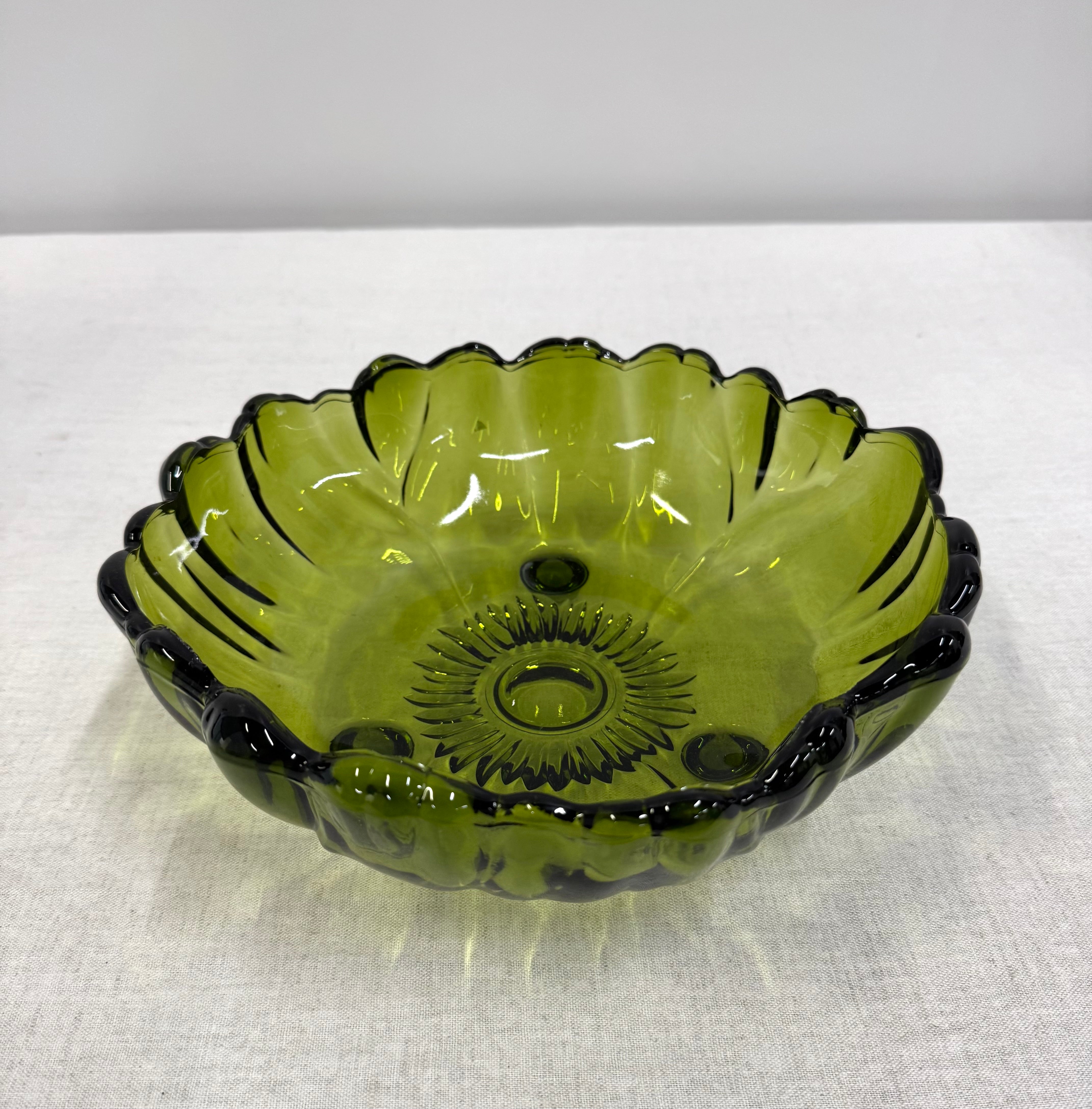 Vintage Avocado Footed Bowl