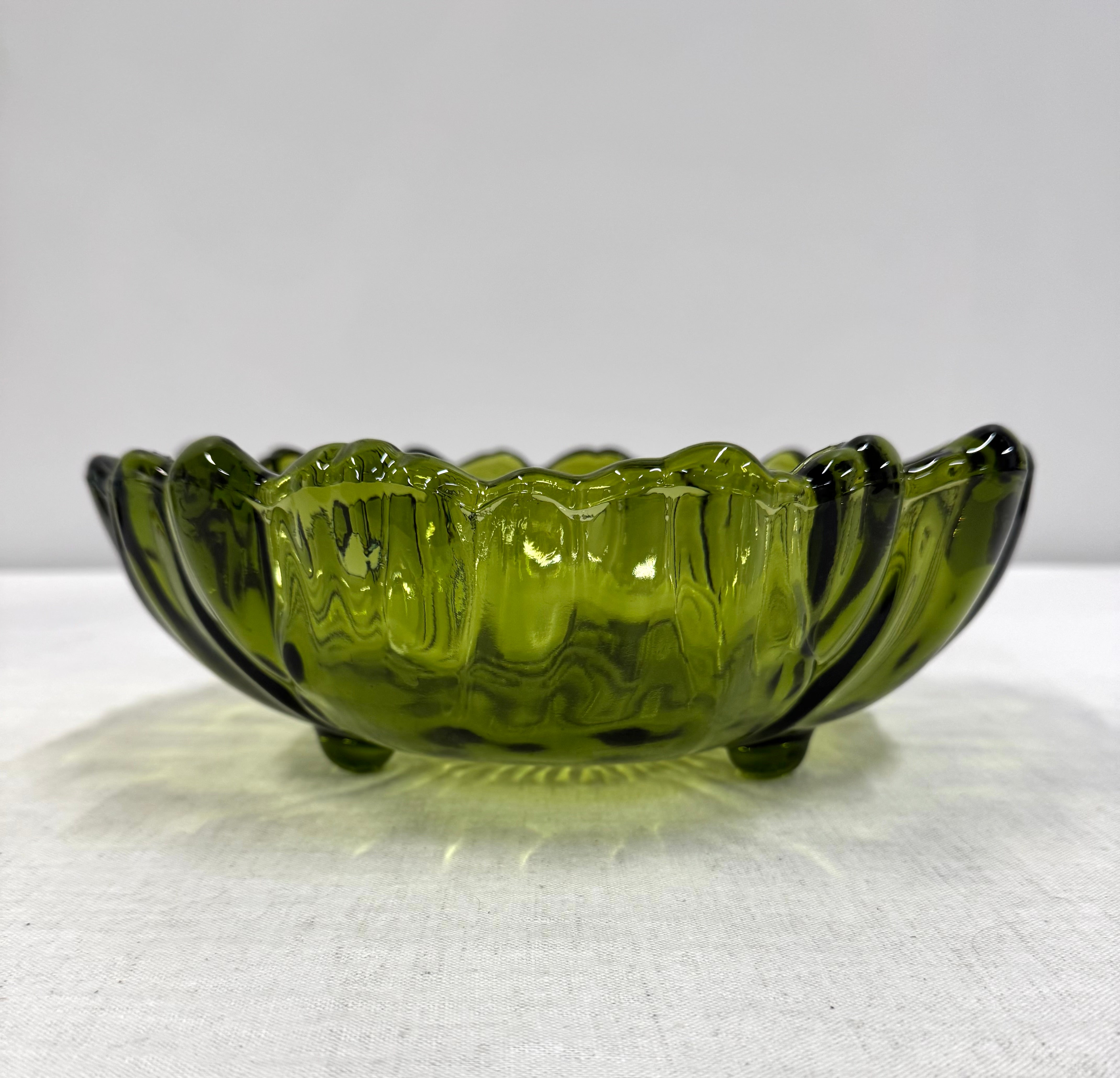 Vintage Avocado Footed Bowl