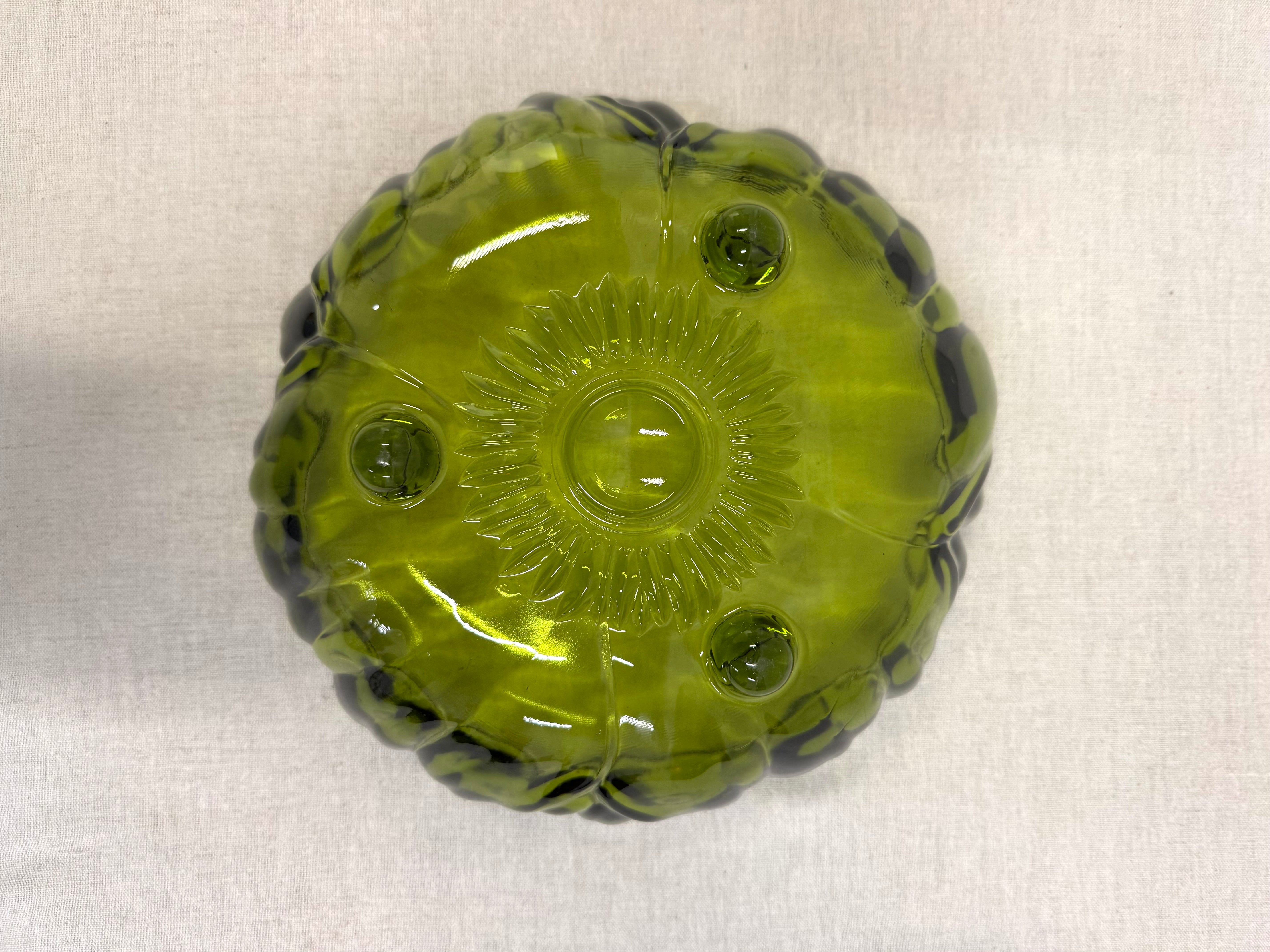 Vintage Avocado Footed Bowl