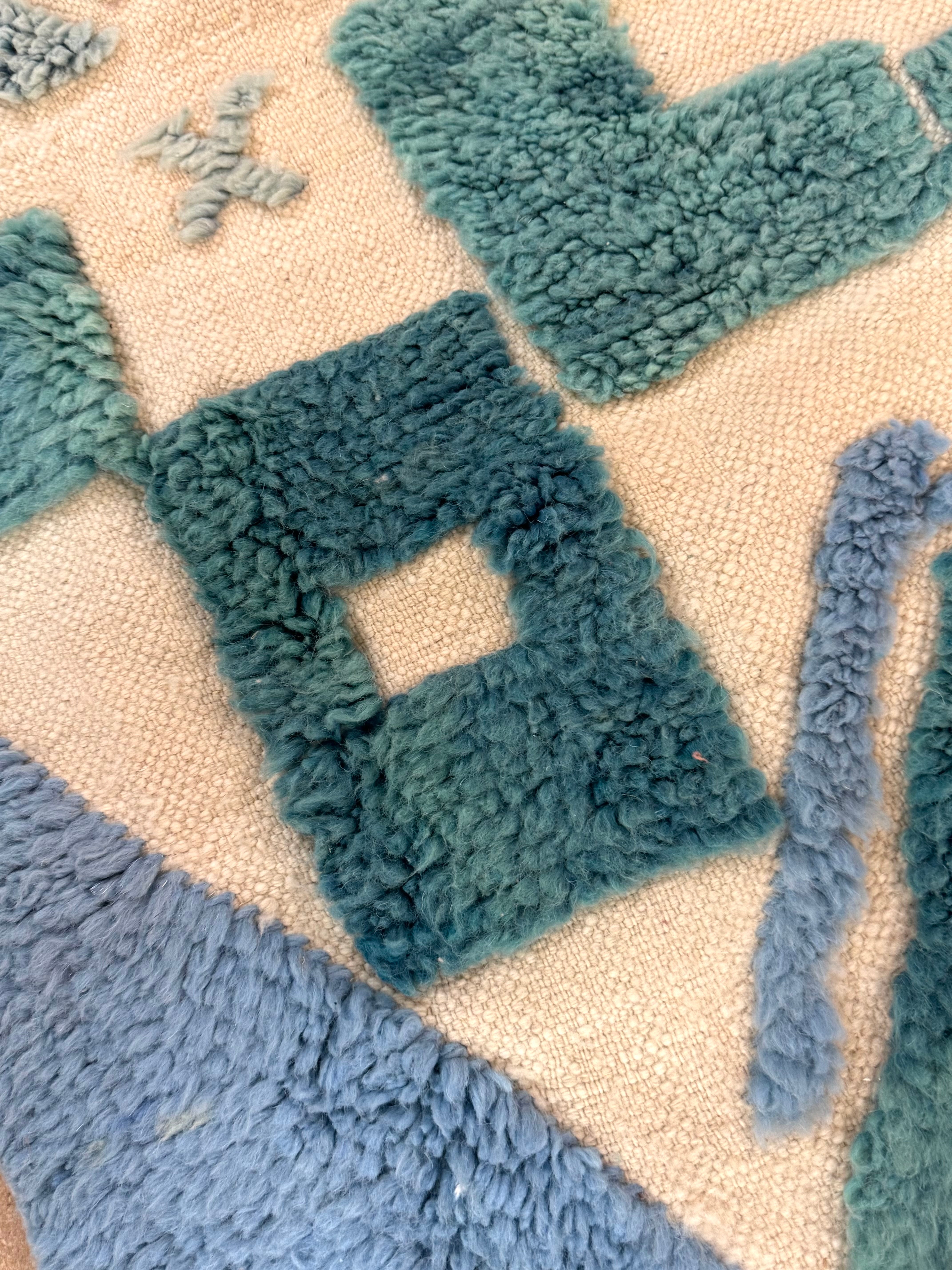 Moroccan Tassel Blue Block 38" x 67" Rug