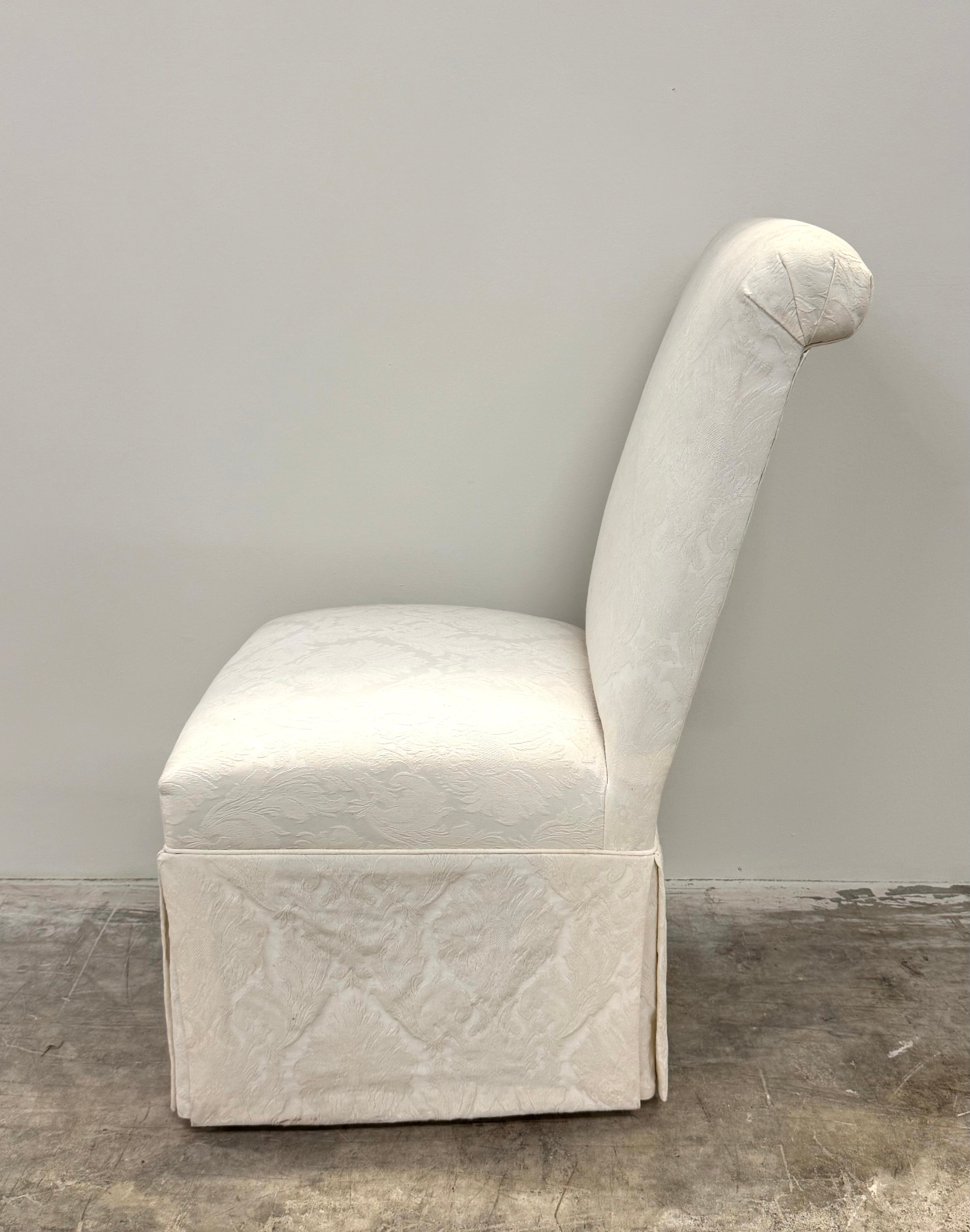 White Damask Slipper Chair