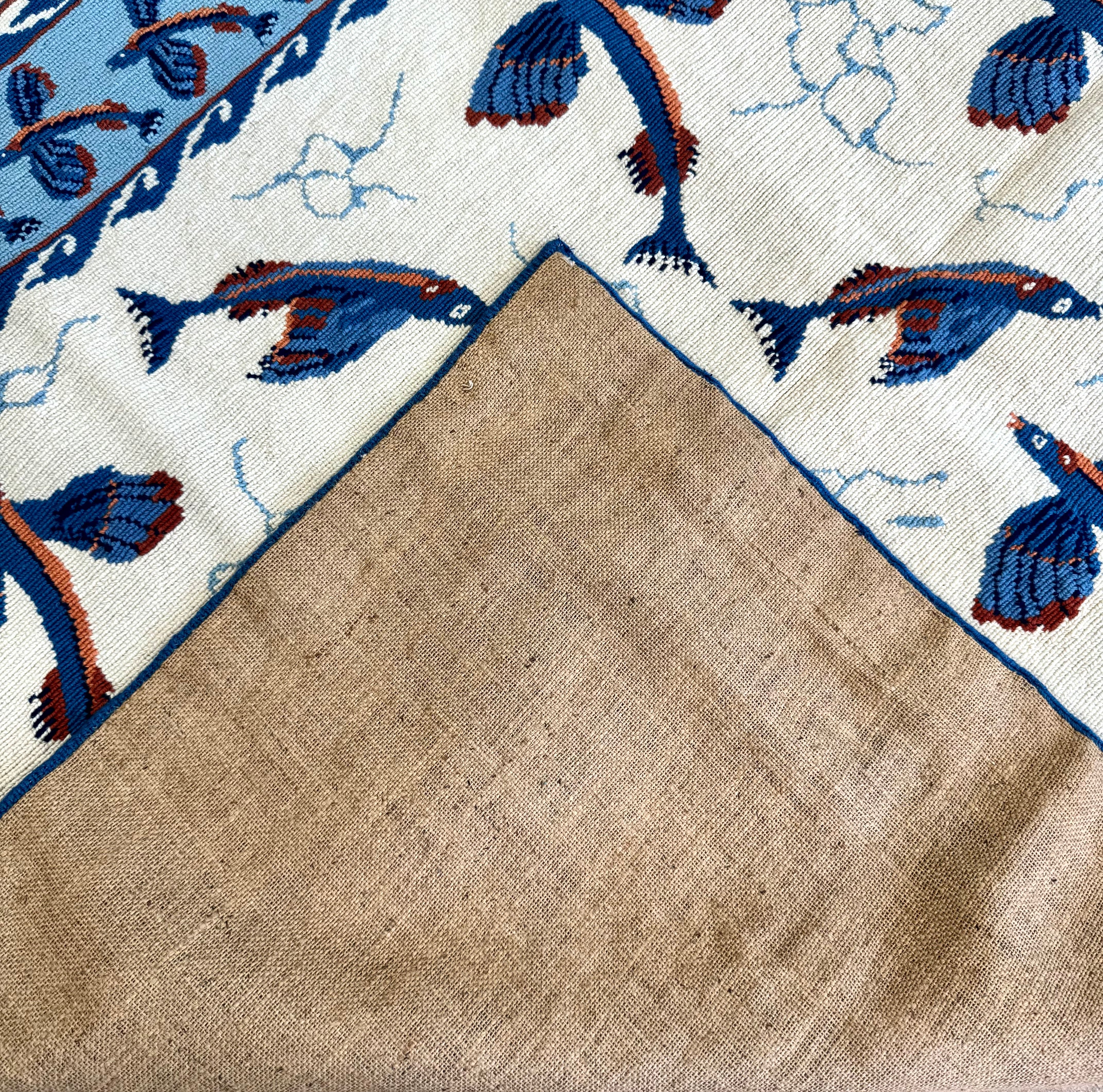 Vintage Hand-made Flying Fish Needlepoint