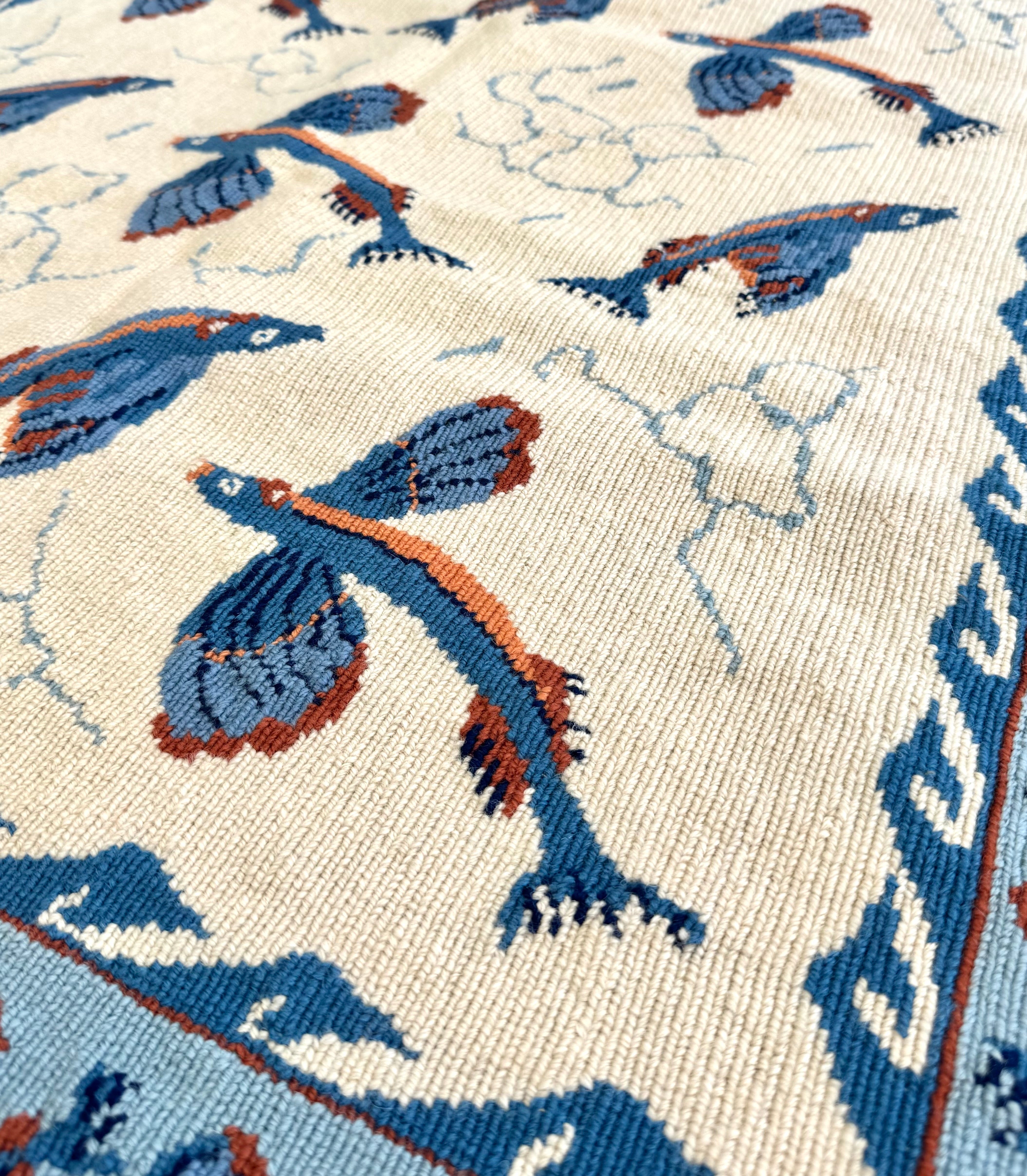 Vintage Hand-made Flying Fish Needlepoint