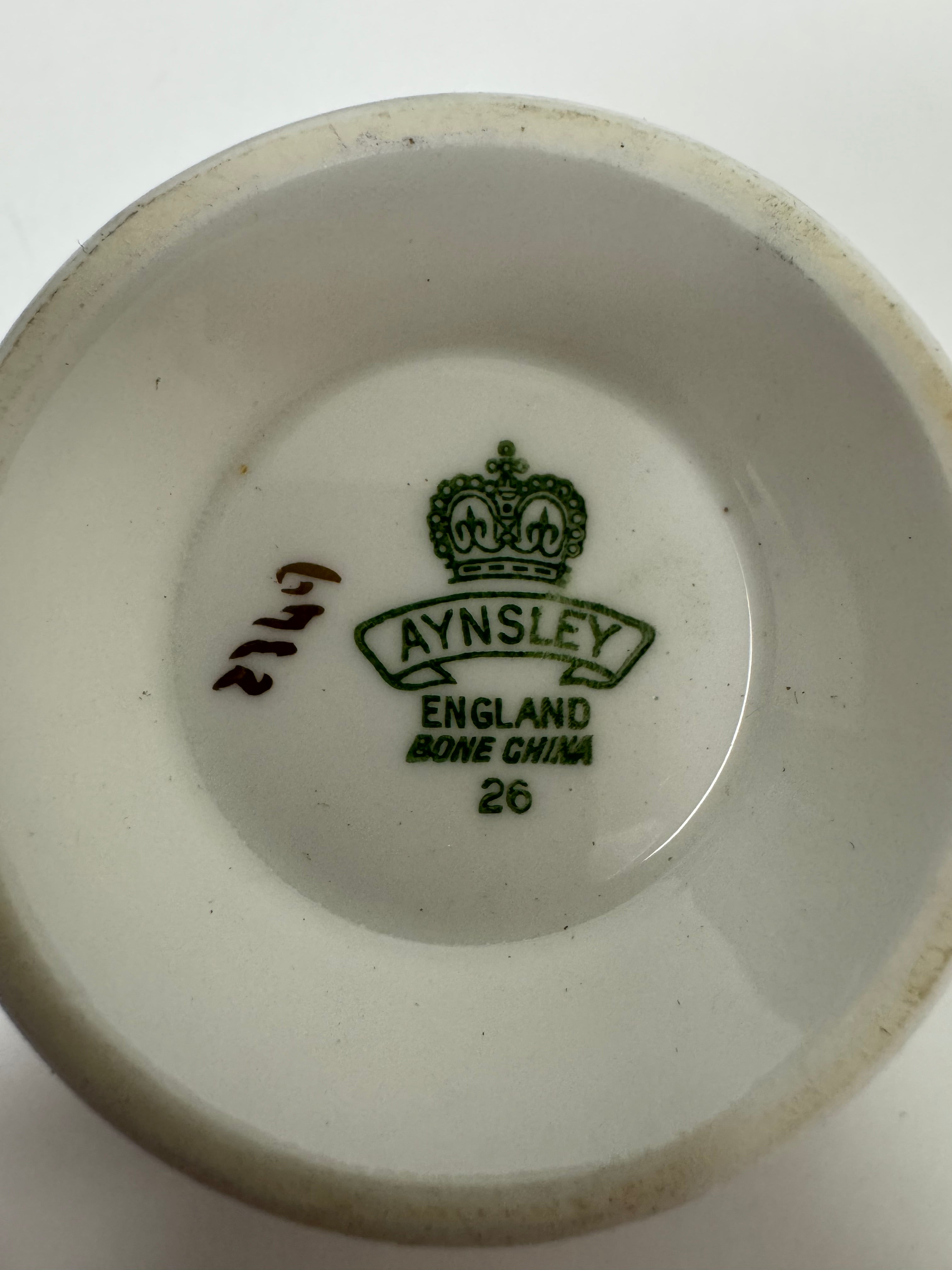 AYNSLEY Green with Gold Filigree Cup & Saucer