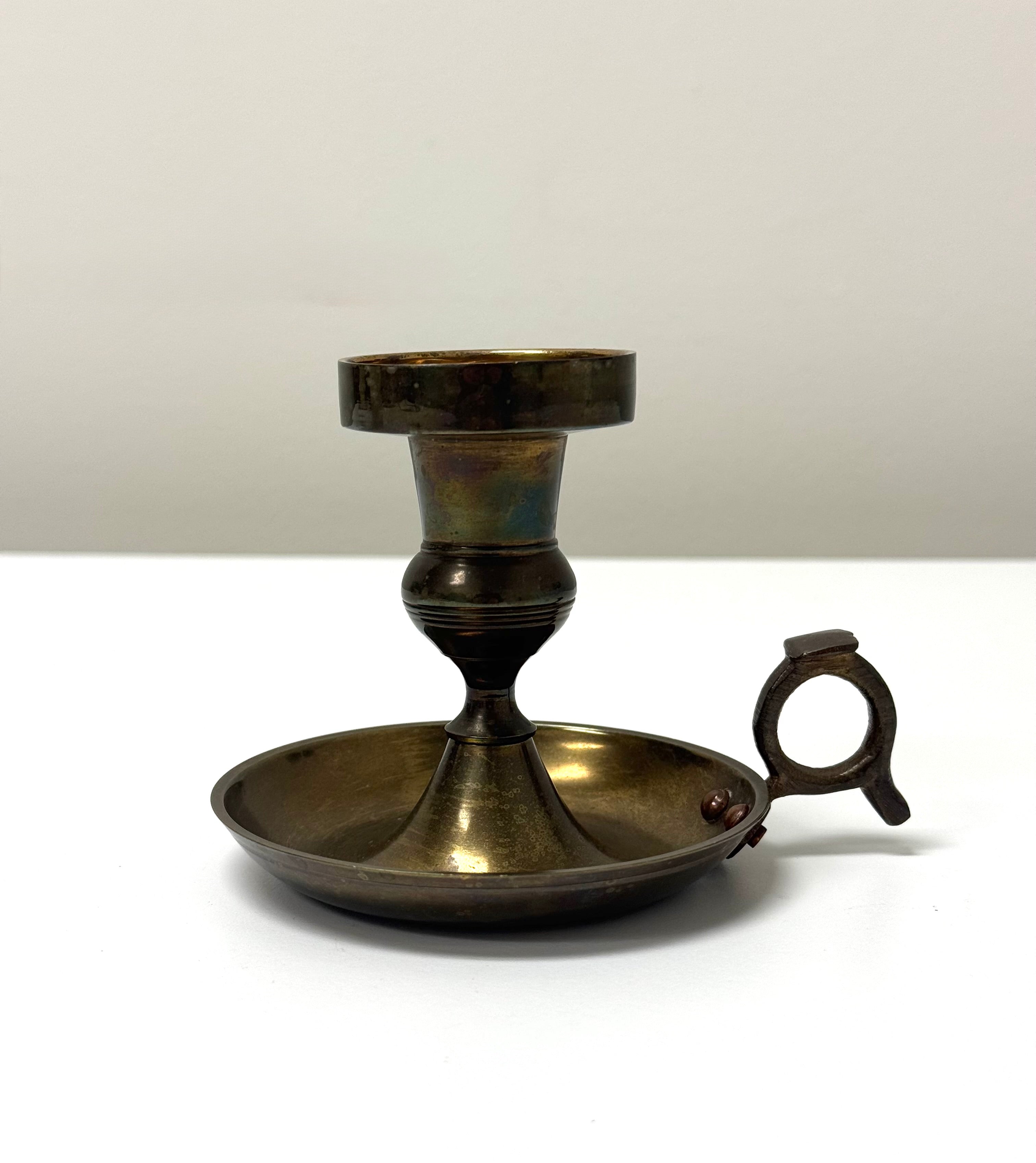 Vintage Aged Brass Chamberstick Candle Holder