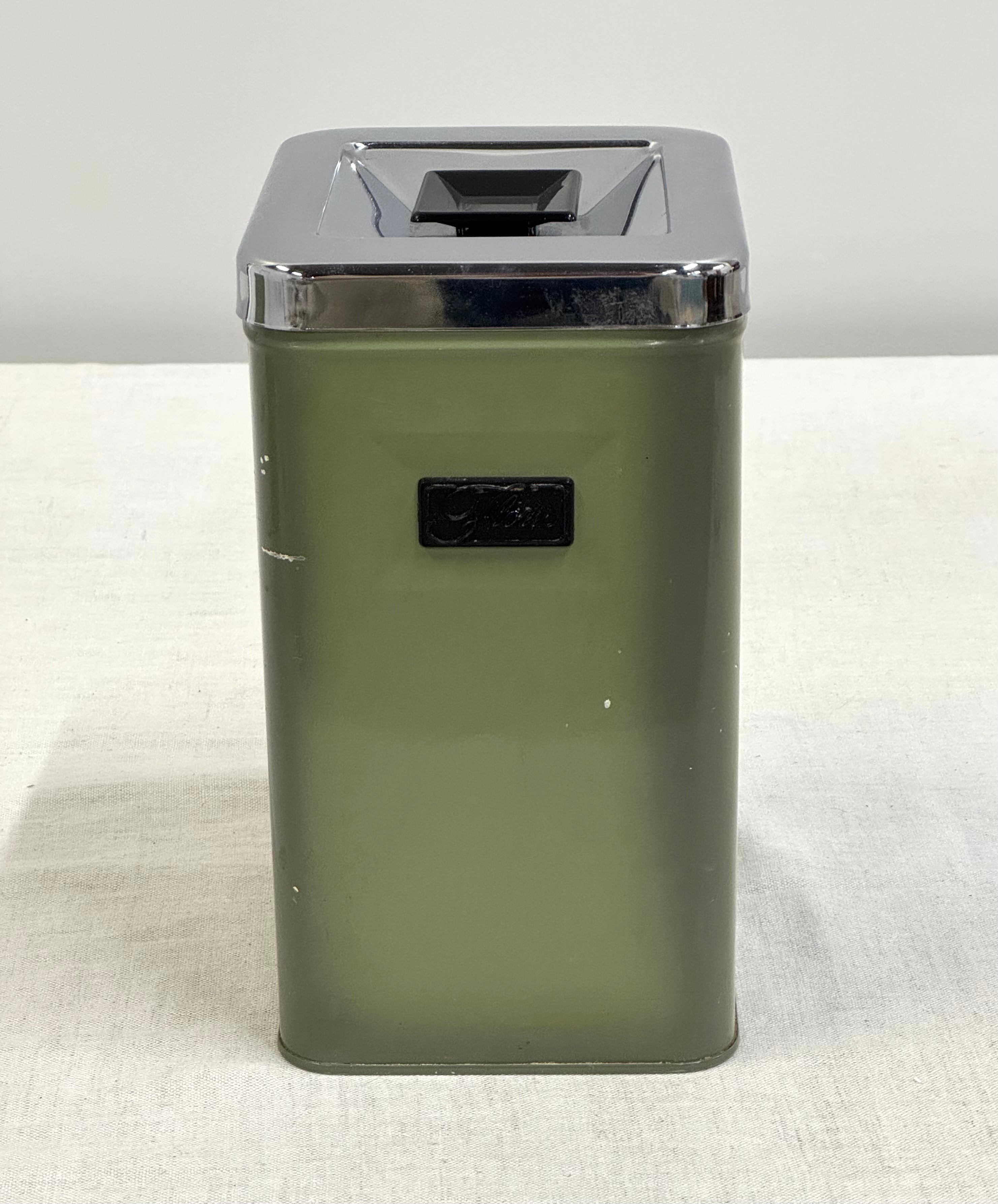 Vintage Avocado Green Flour Tin