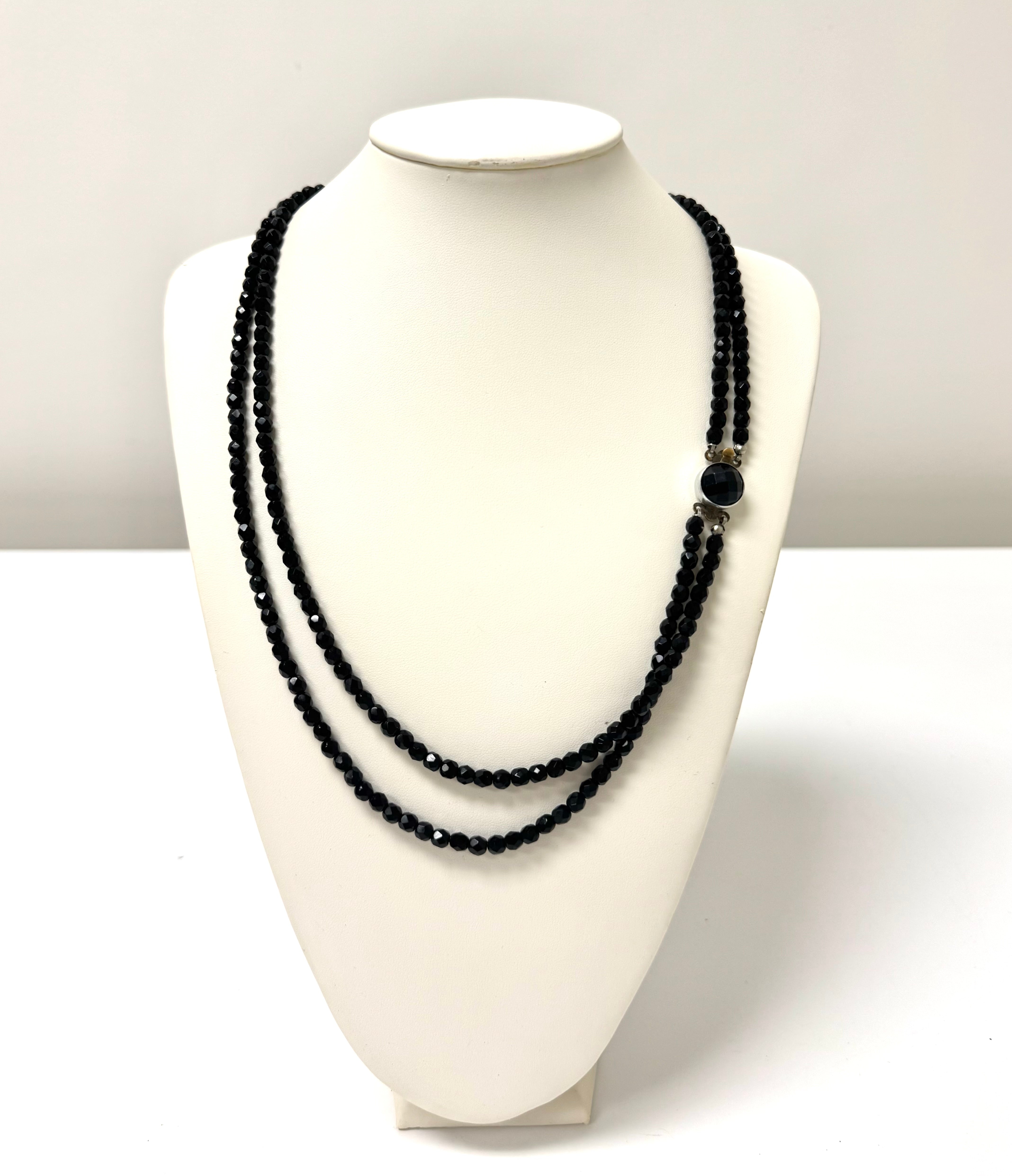 Black Stone Double-strand Necklace