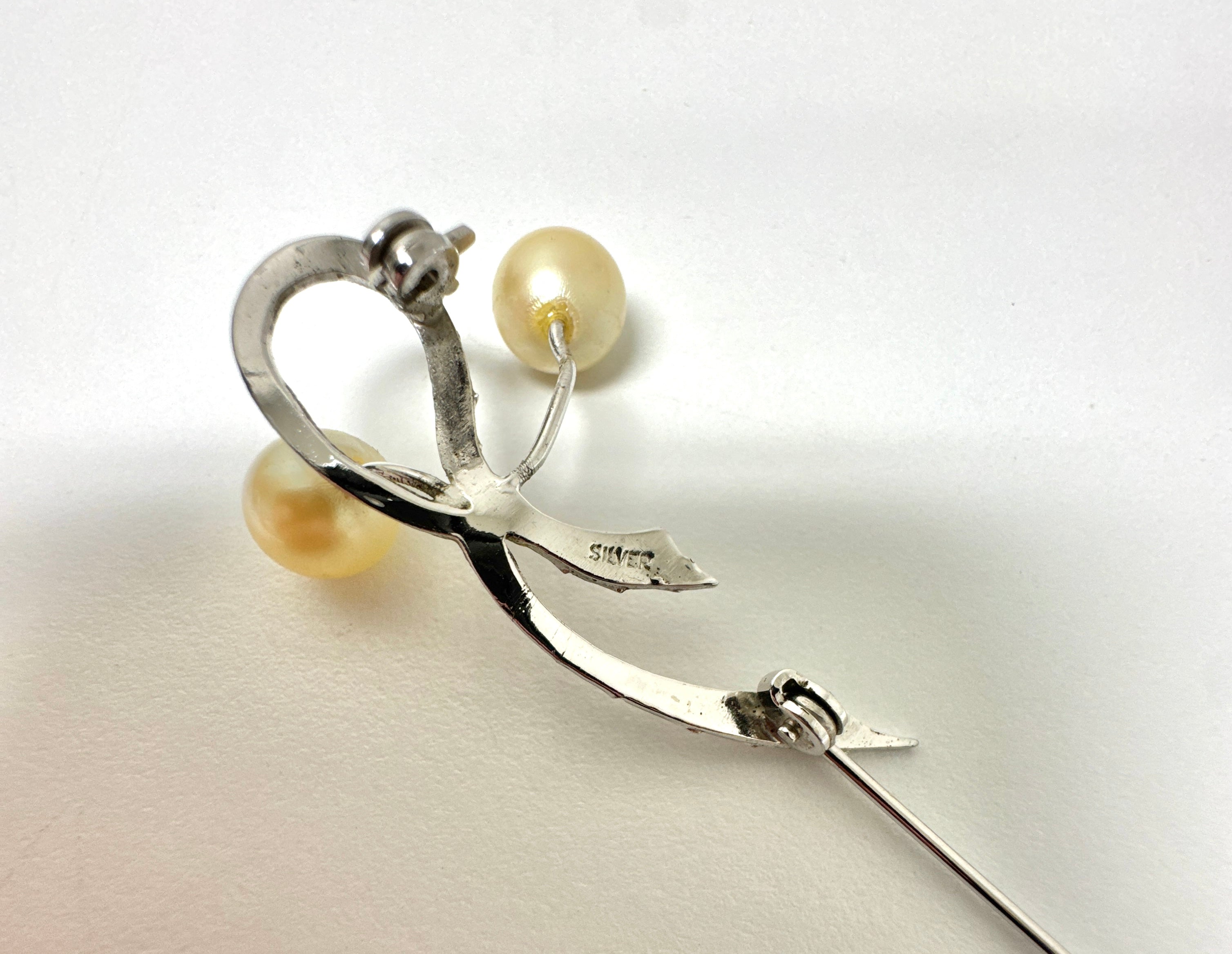 Vintage Sterling & Pearls Brooch