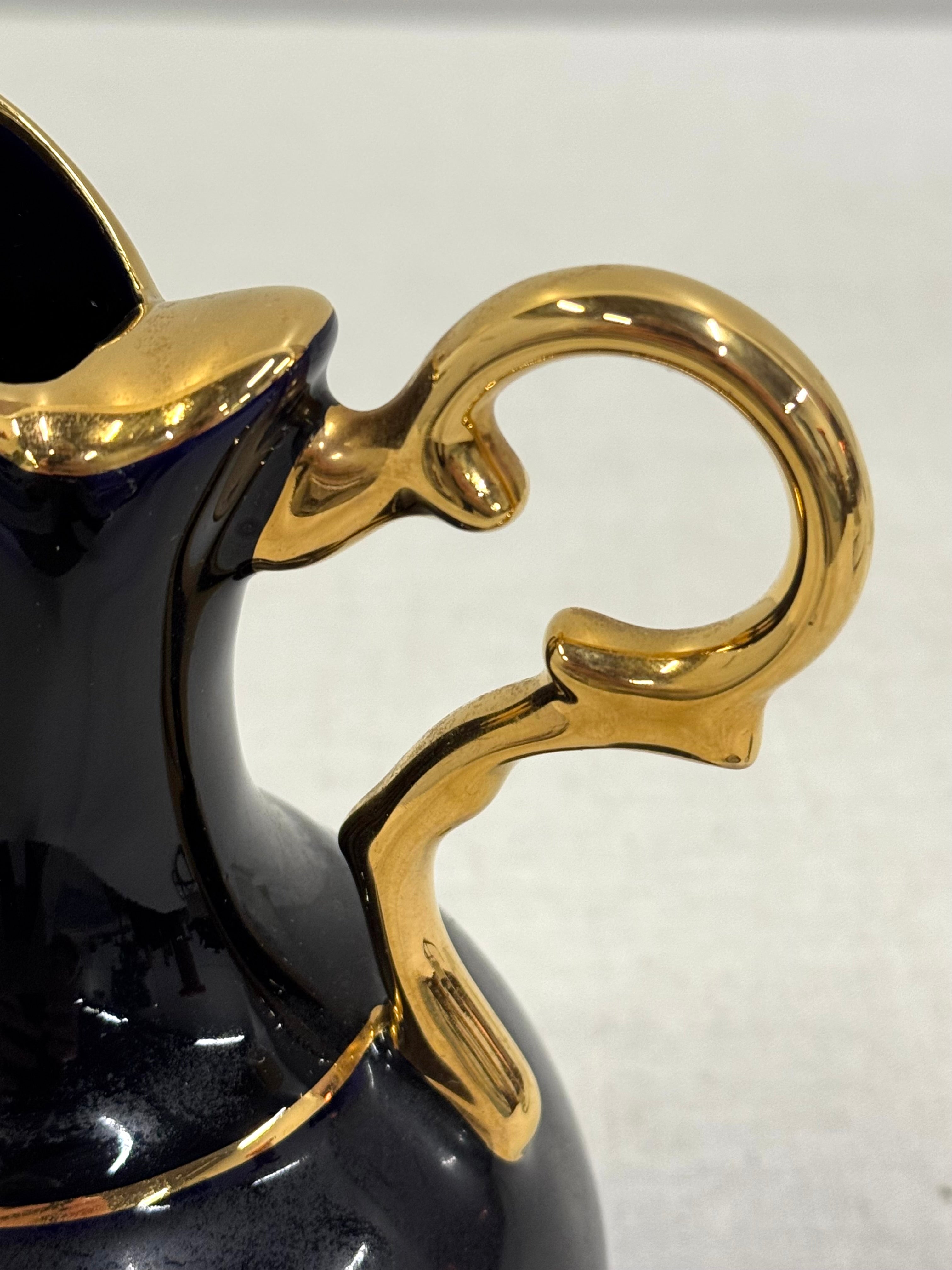 LIMOGES Cobalt Blue and Gold Pitcher