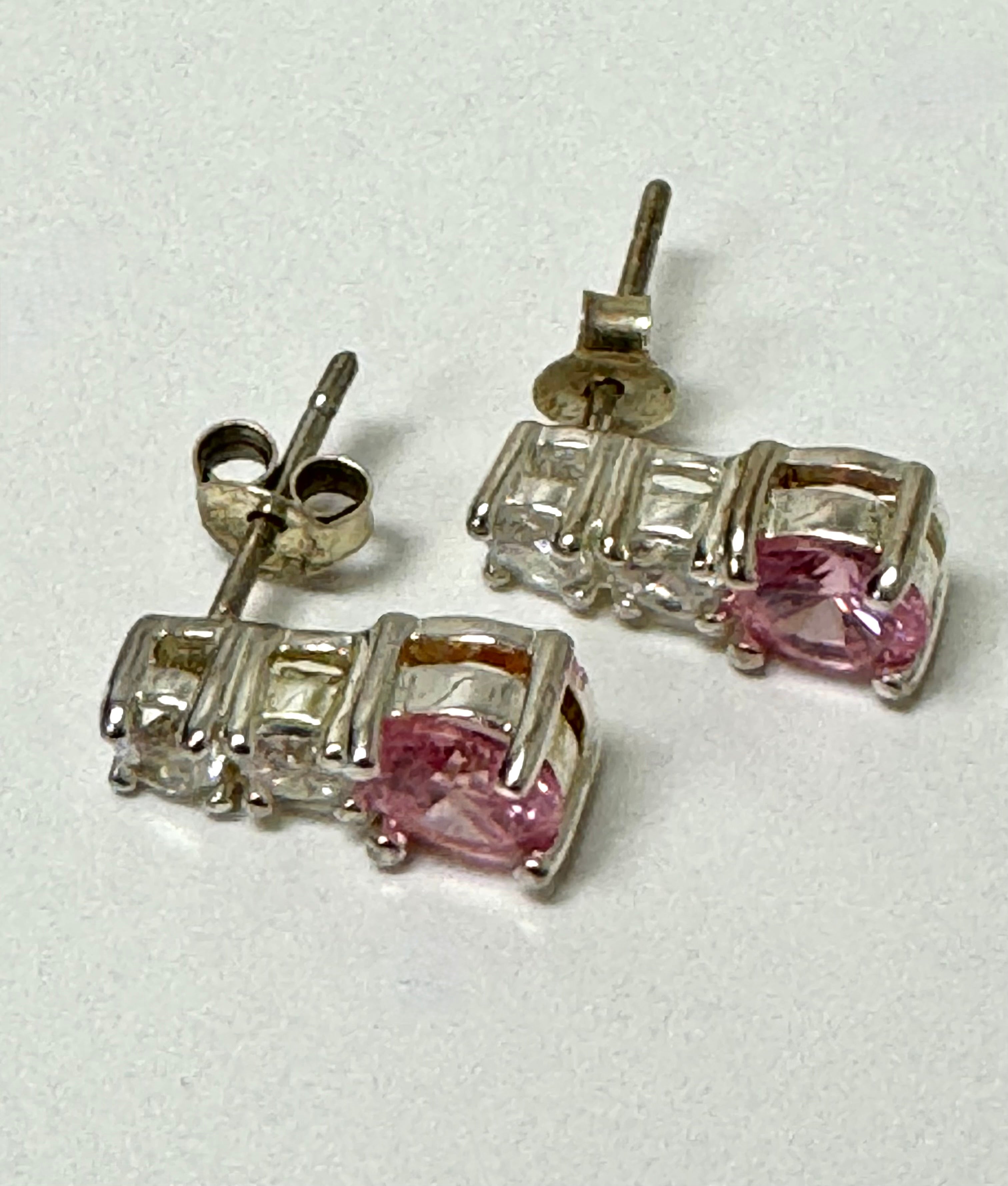 Sterling Pink and White Earrings