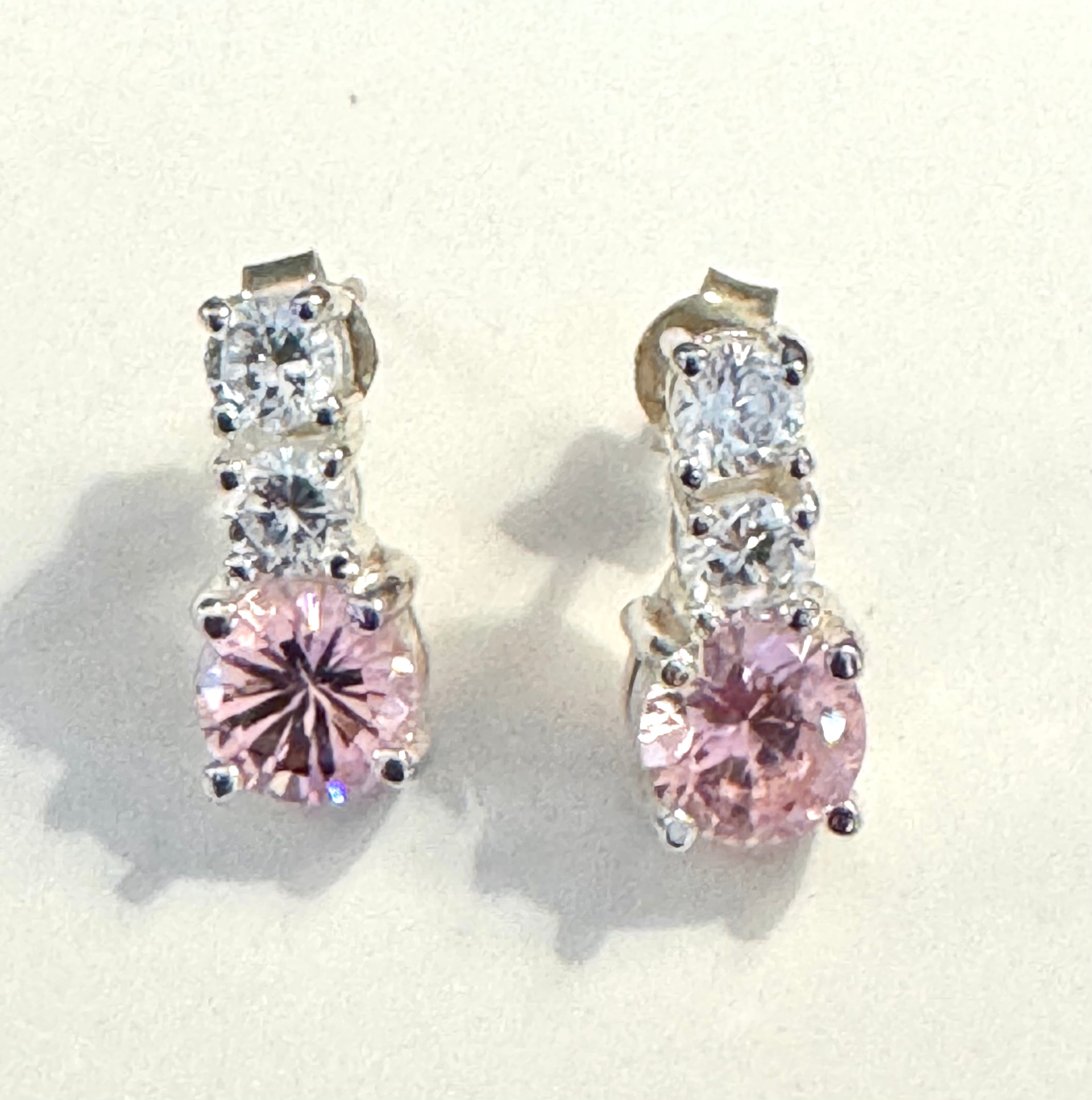 Sterling Pink and White Earrings