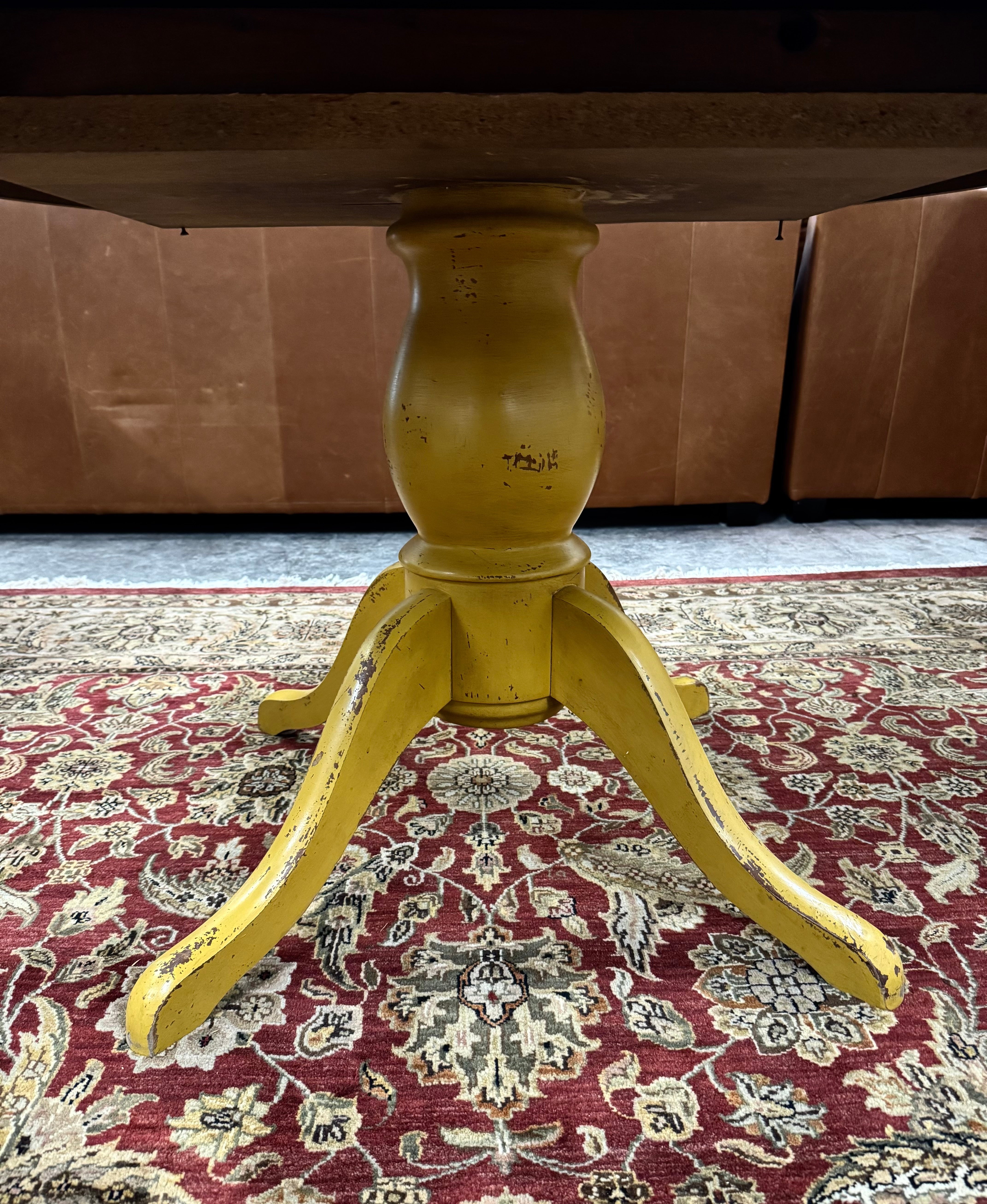 Distressed Yellow 46" Round Table