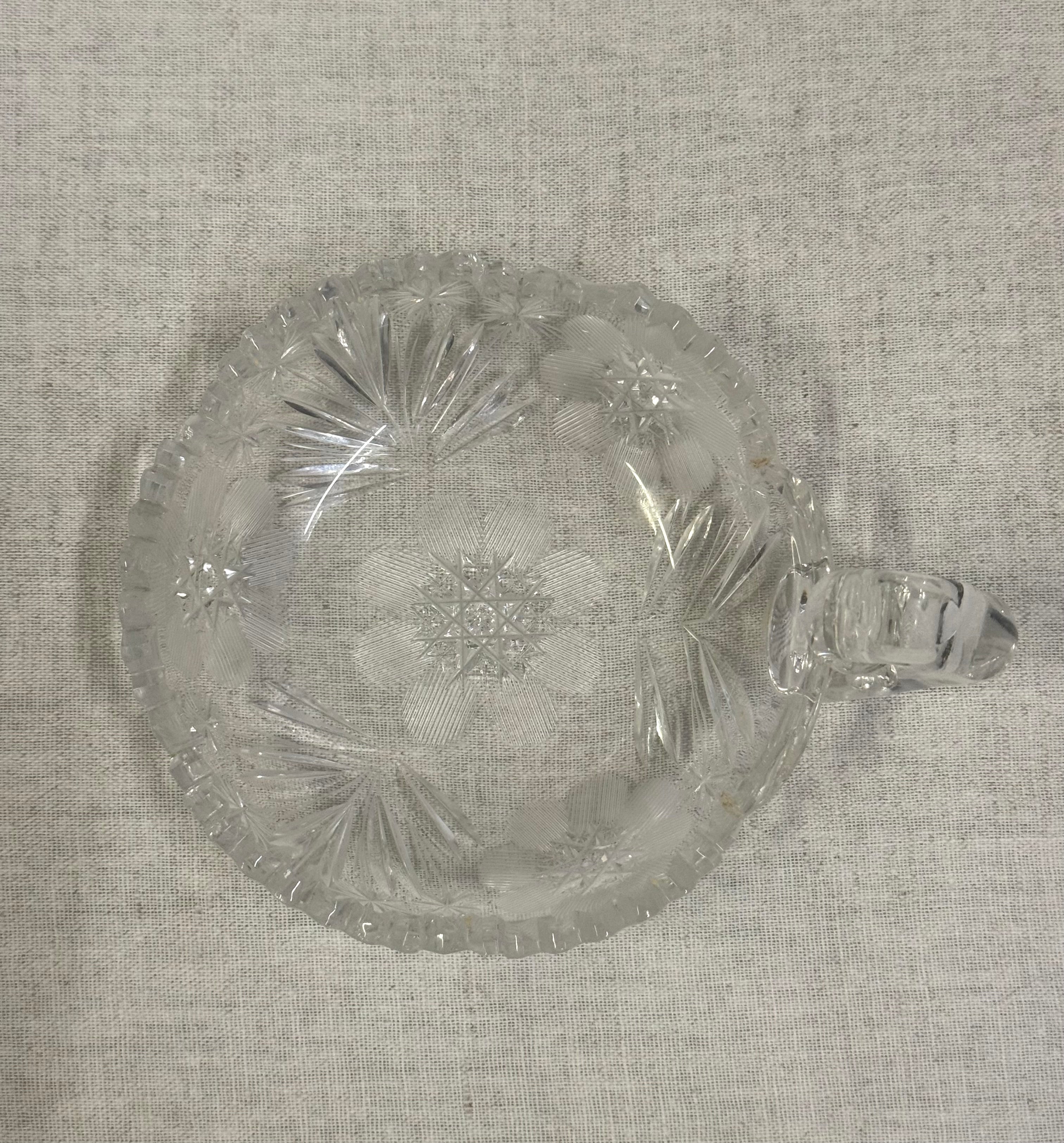 Cut Crystal Dish with Handle