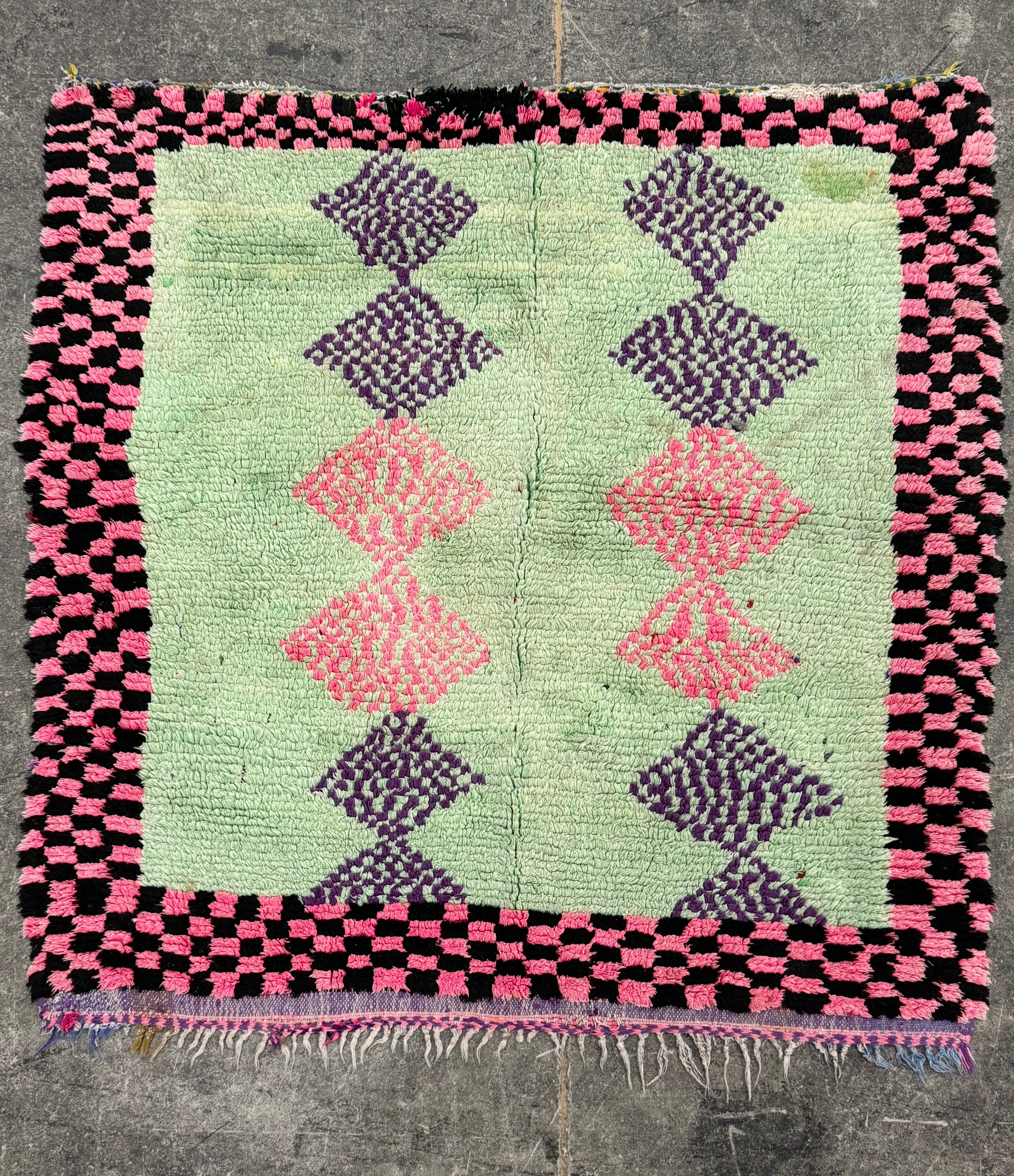 Morrocan 44" x 45" Rug with Checkered Border