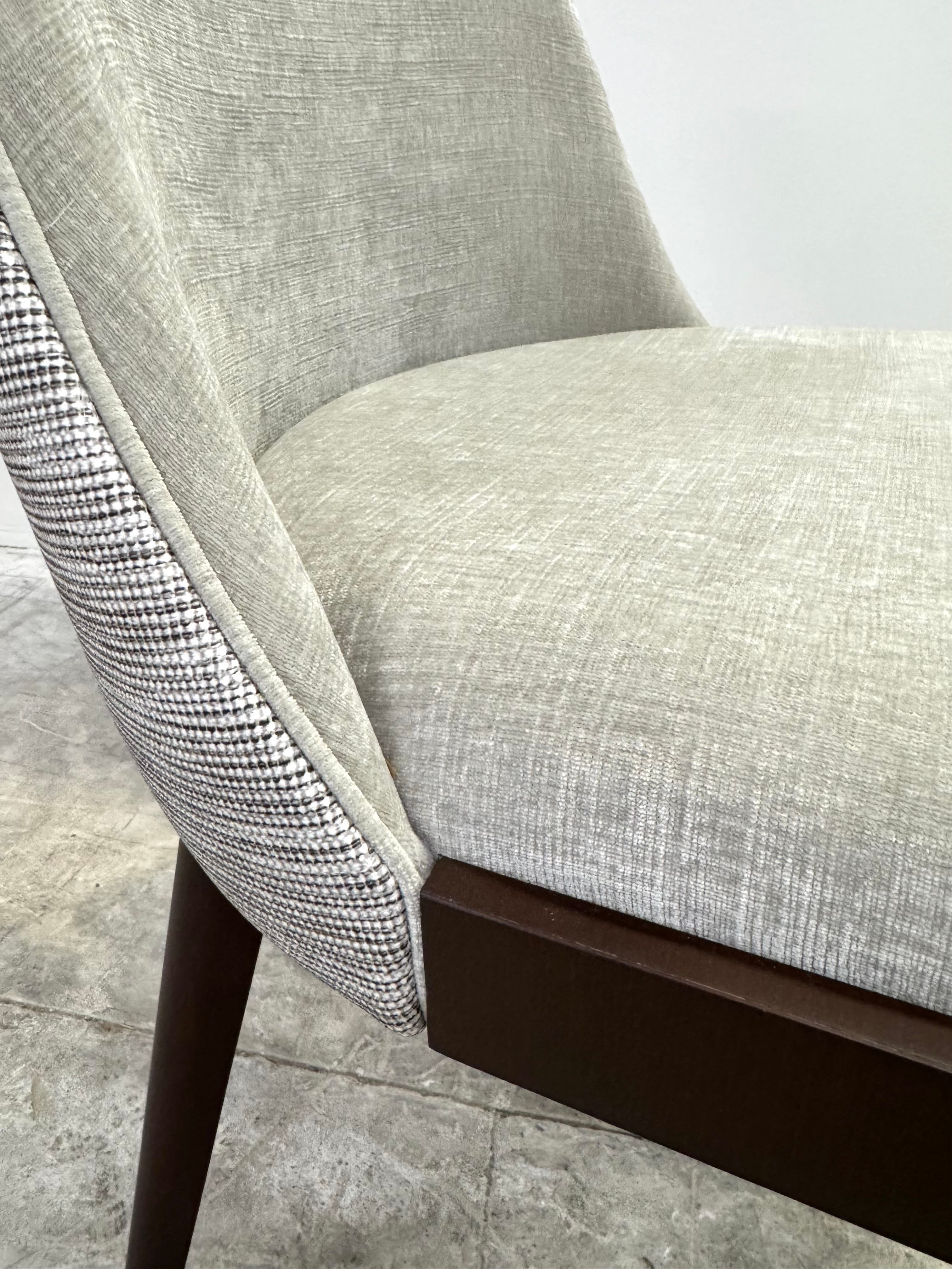 NEW! Light Gray Velvet Chair with Faux Leather Back