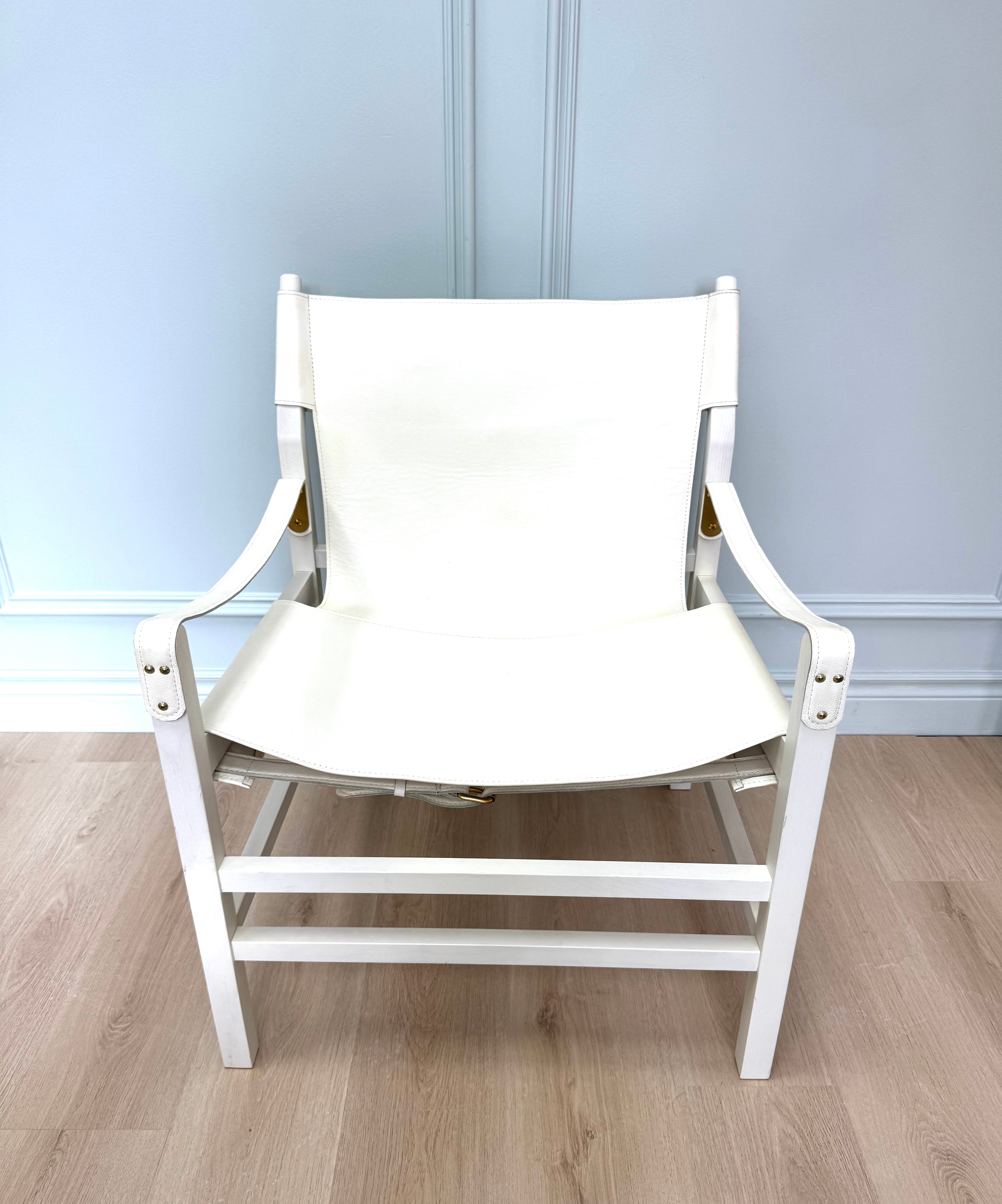 CB2 'Expat II' White Leather Safari Chair