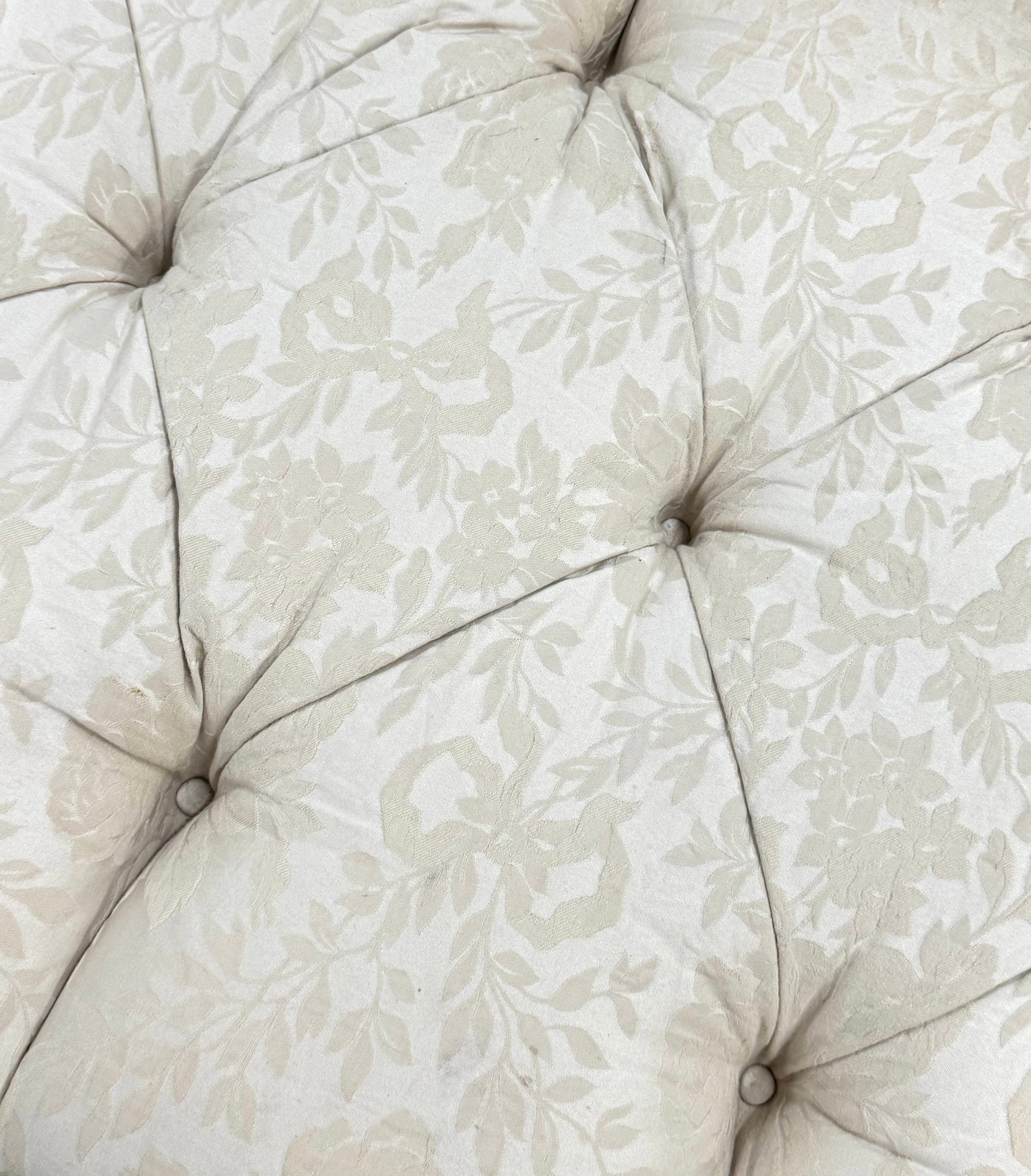 Ivory Damask Tufted Ottoman