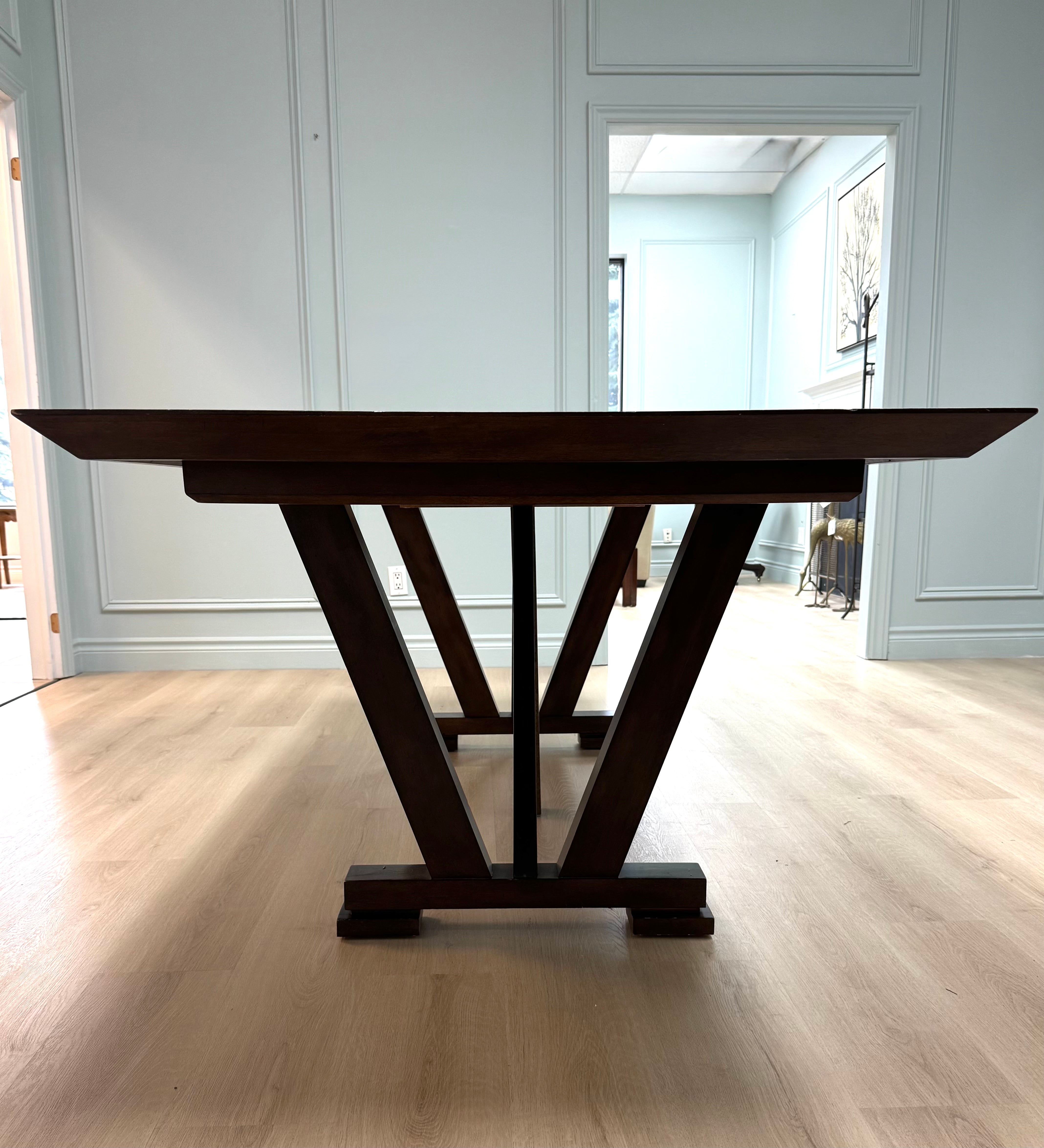 Dark Wood Trestle Dining Table