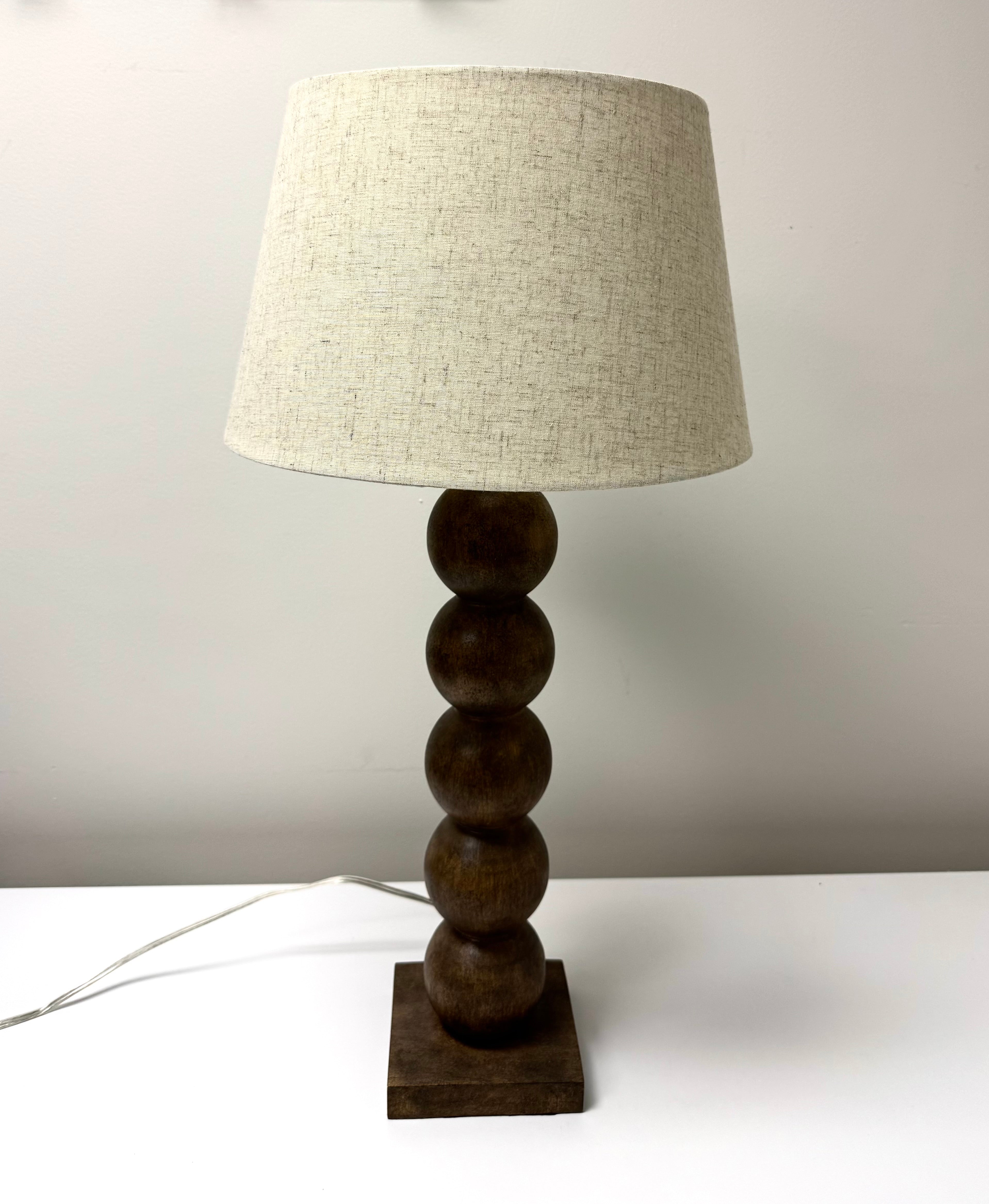 Distressed Wood-finish Ball Lamp