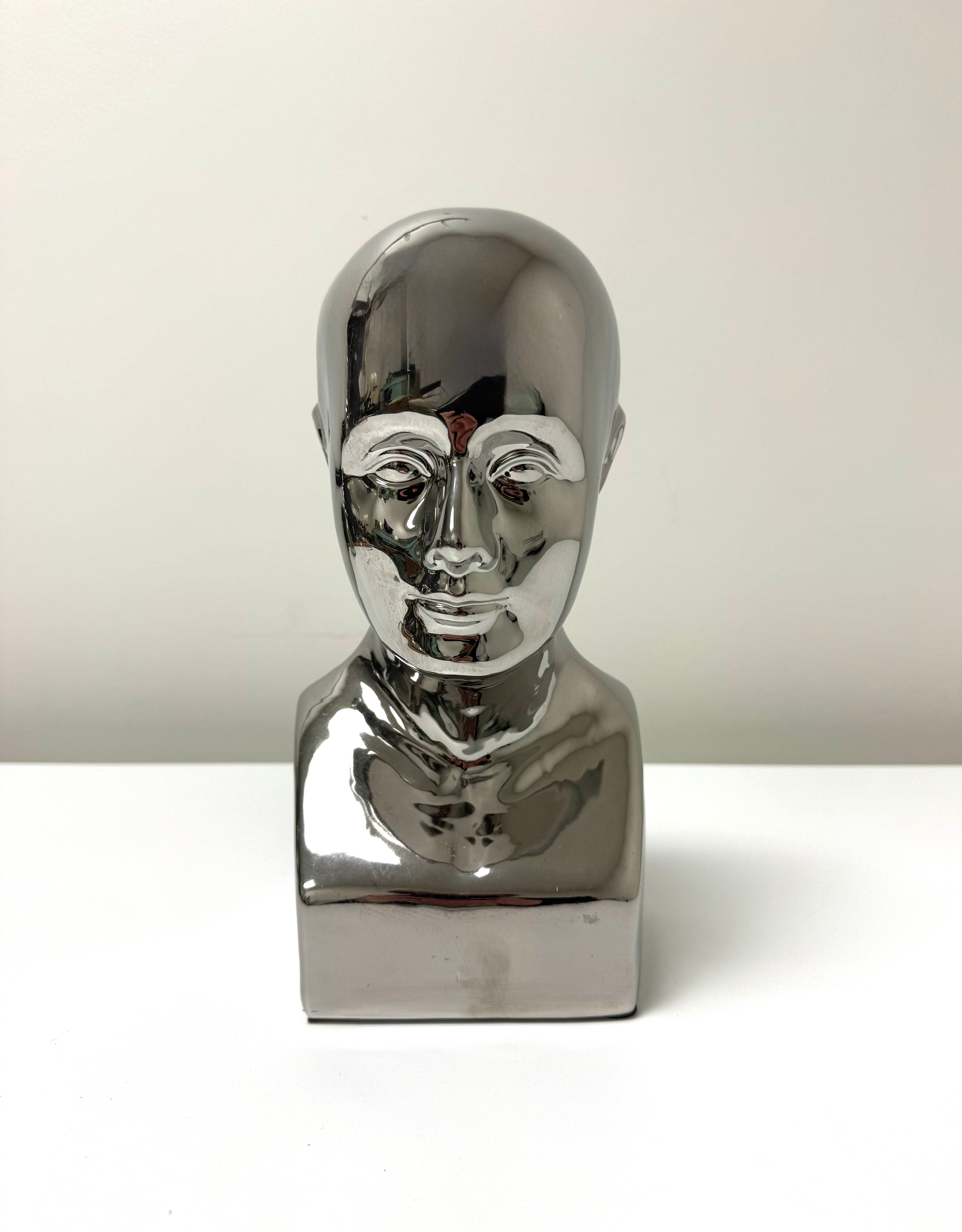 Silver Ceramic Mannequin Bust