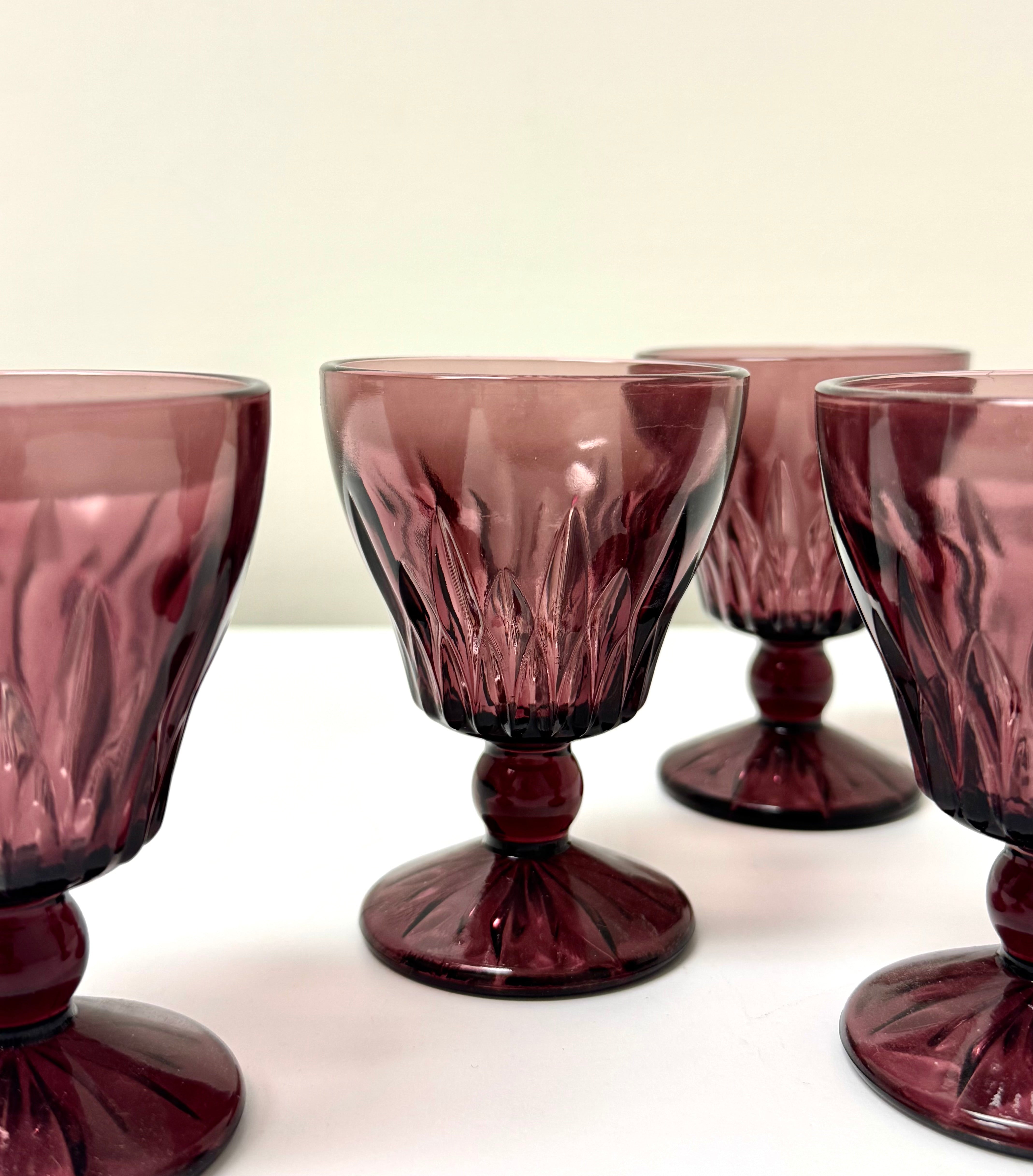 HAZEL ATLAS 'Morrocan' Amethyst Glasses Set of 4