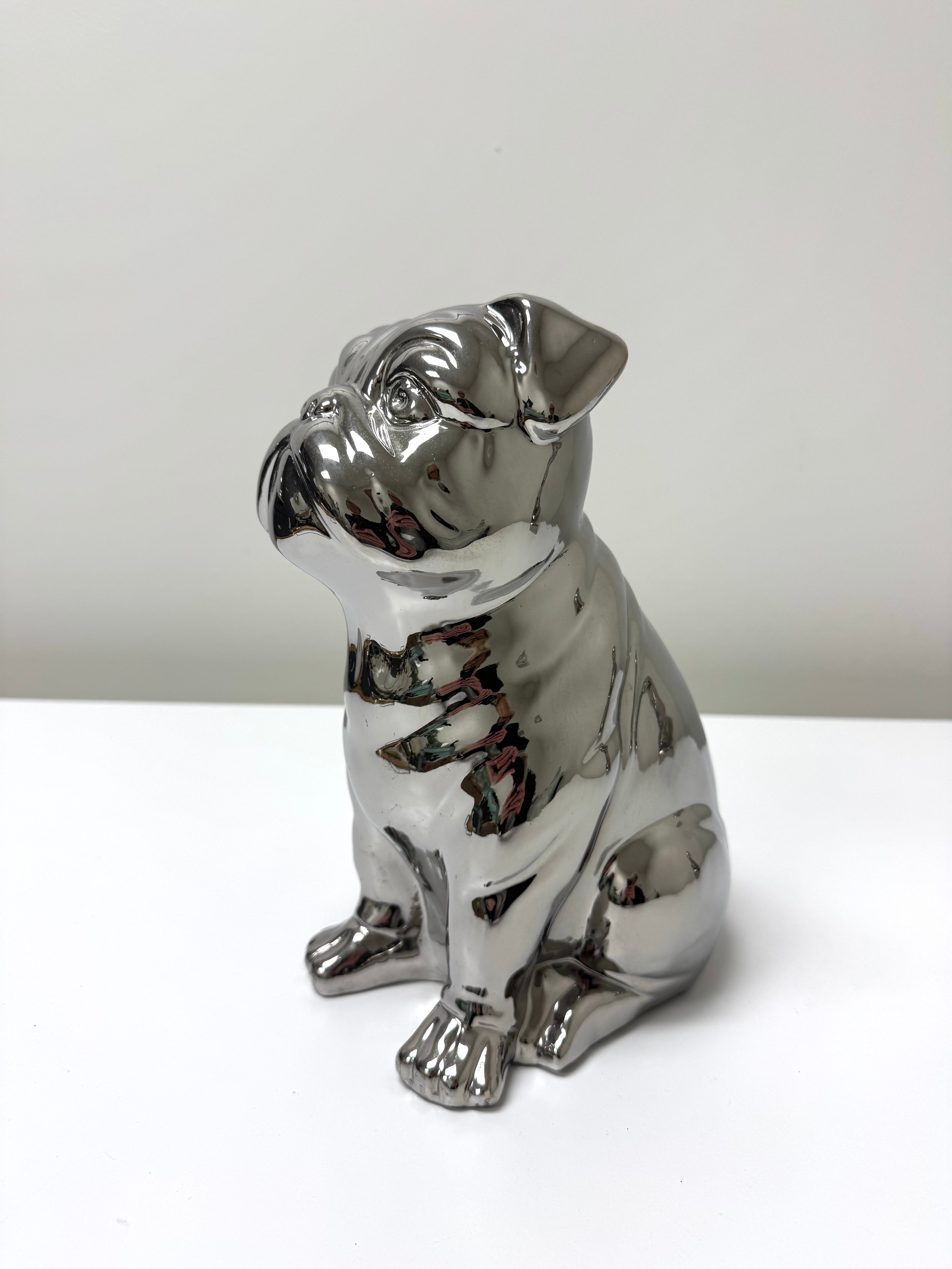 Silver Ceramic Doggy Figure