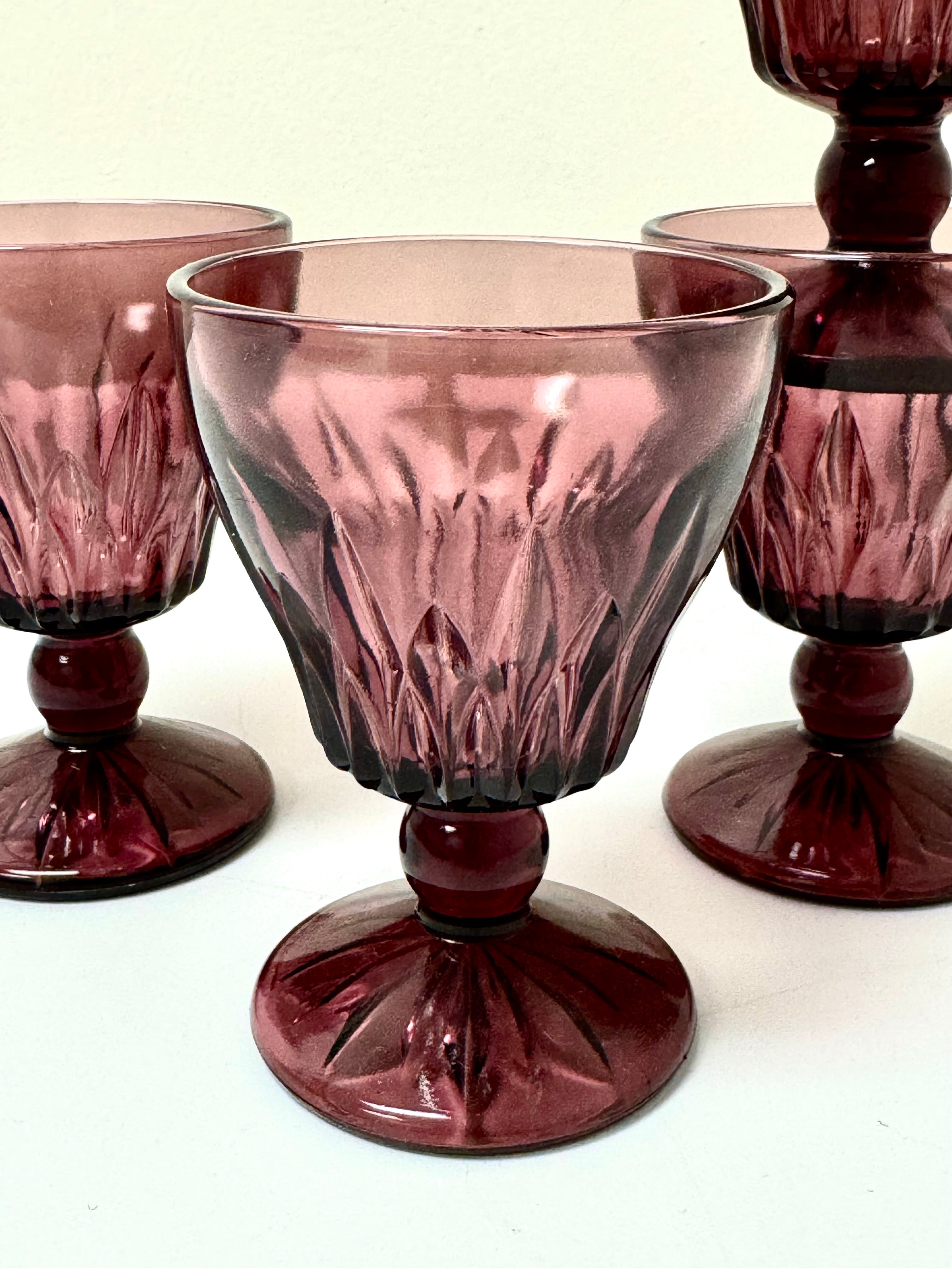 HAZEL ATLAS 'Morrocan' Amethyst Glasses Set of 4