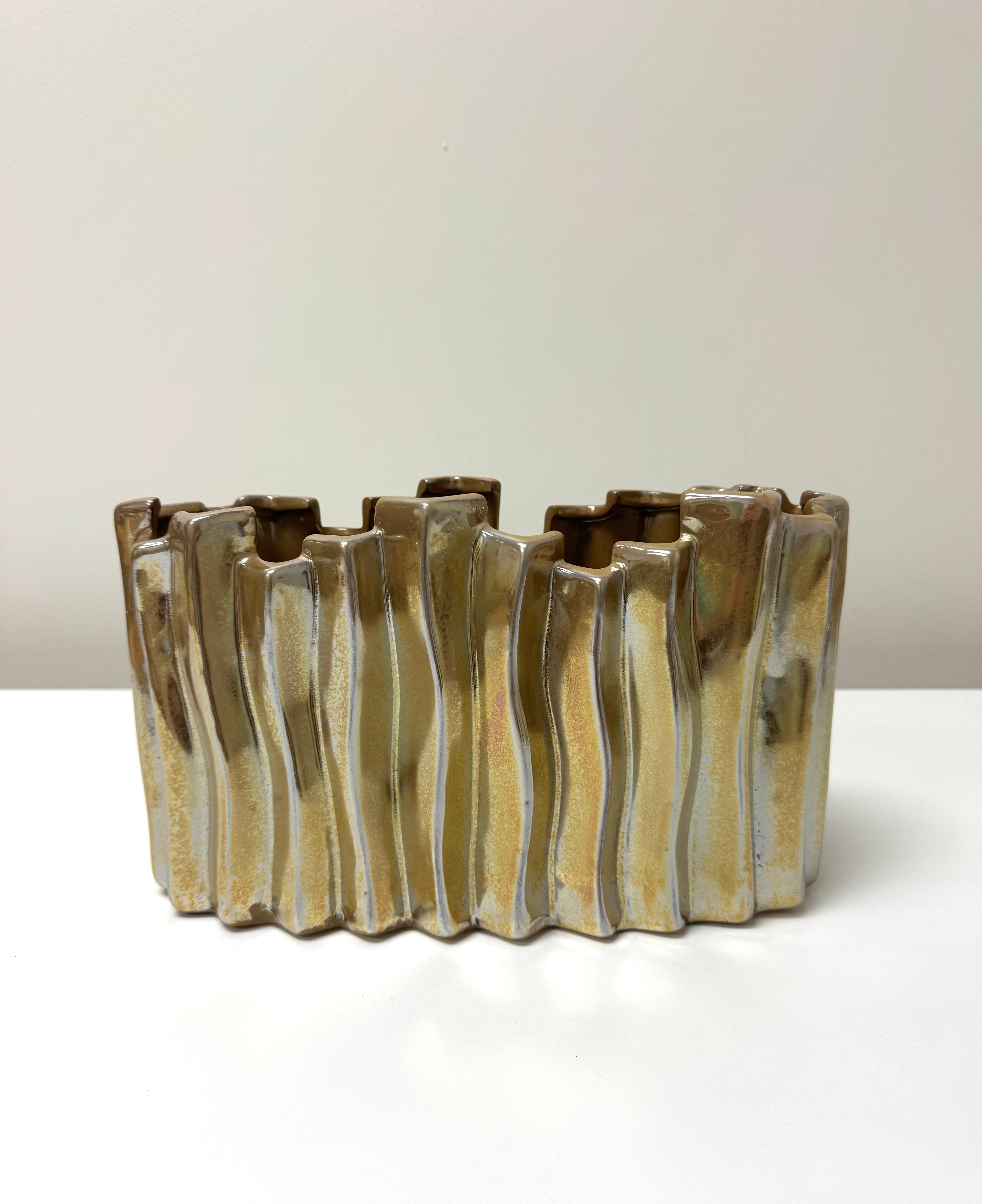 Iridescent Gold Ceramic Vessel