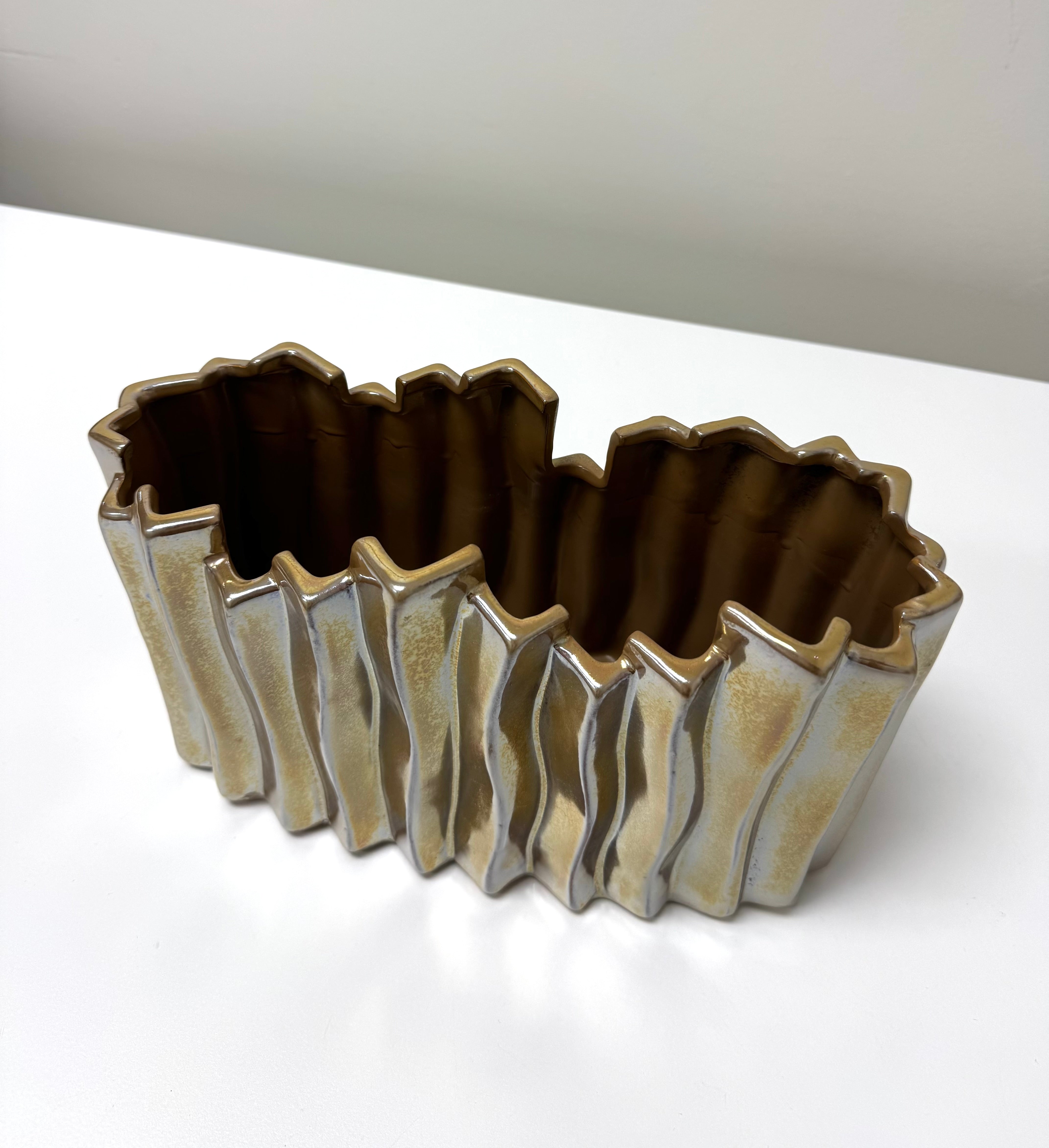 Iridescent Gold Ceramic Vessel