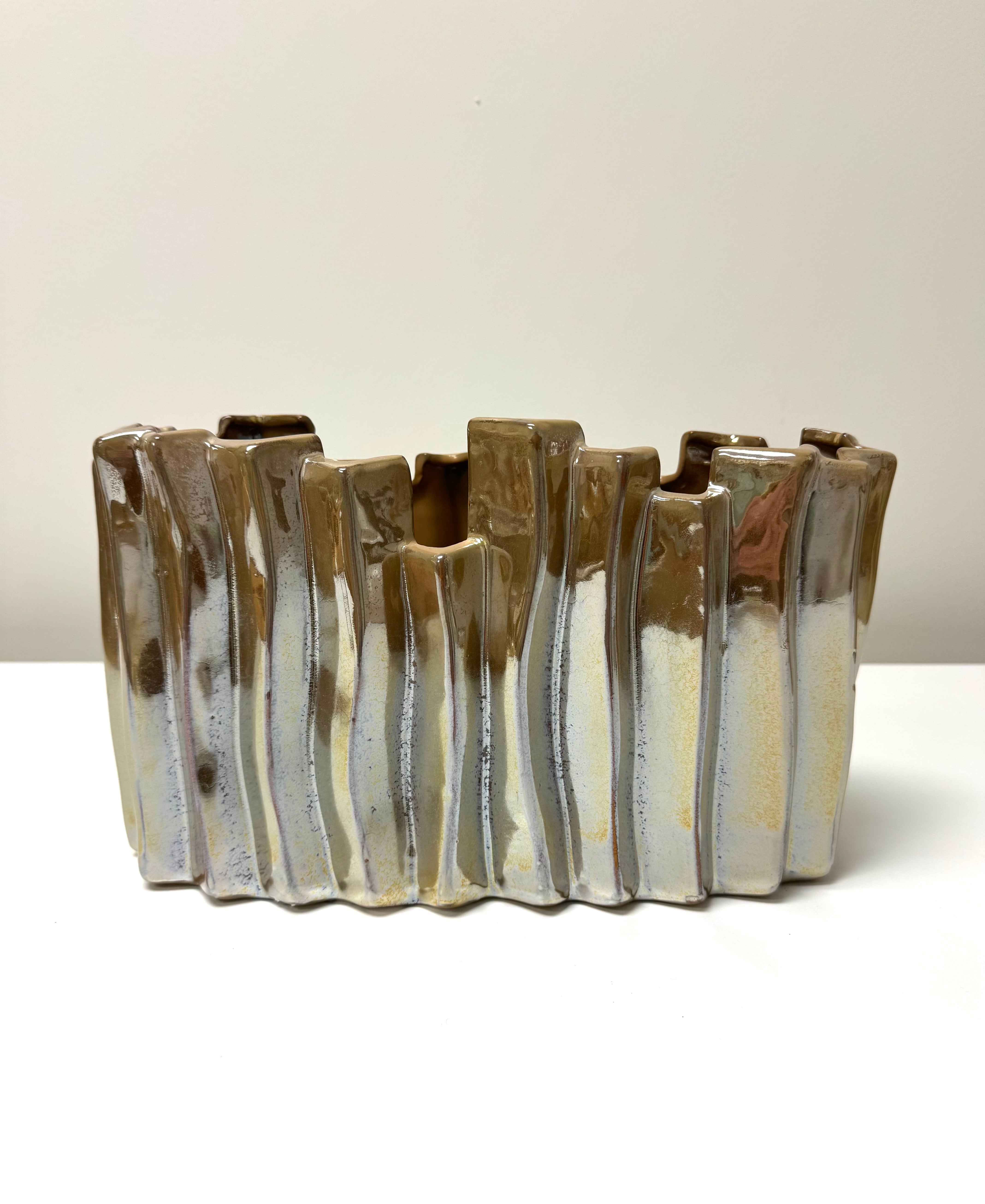 Iridescent Gold Ceramic Vessel