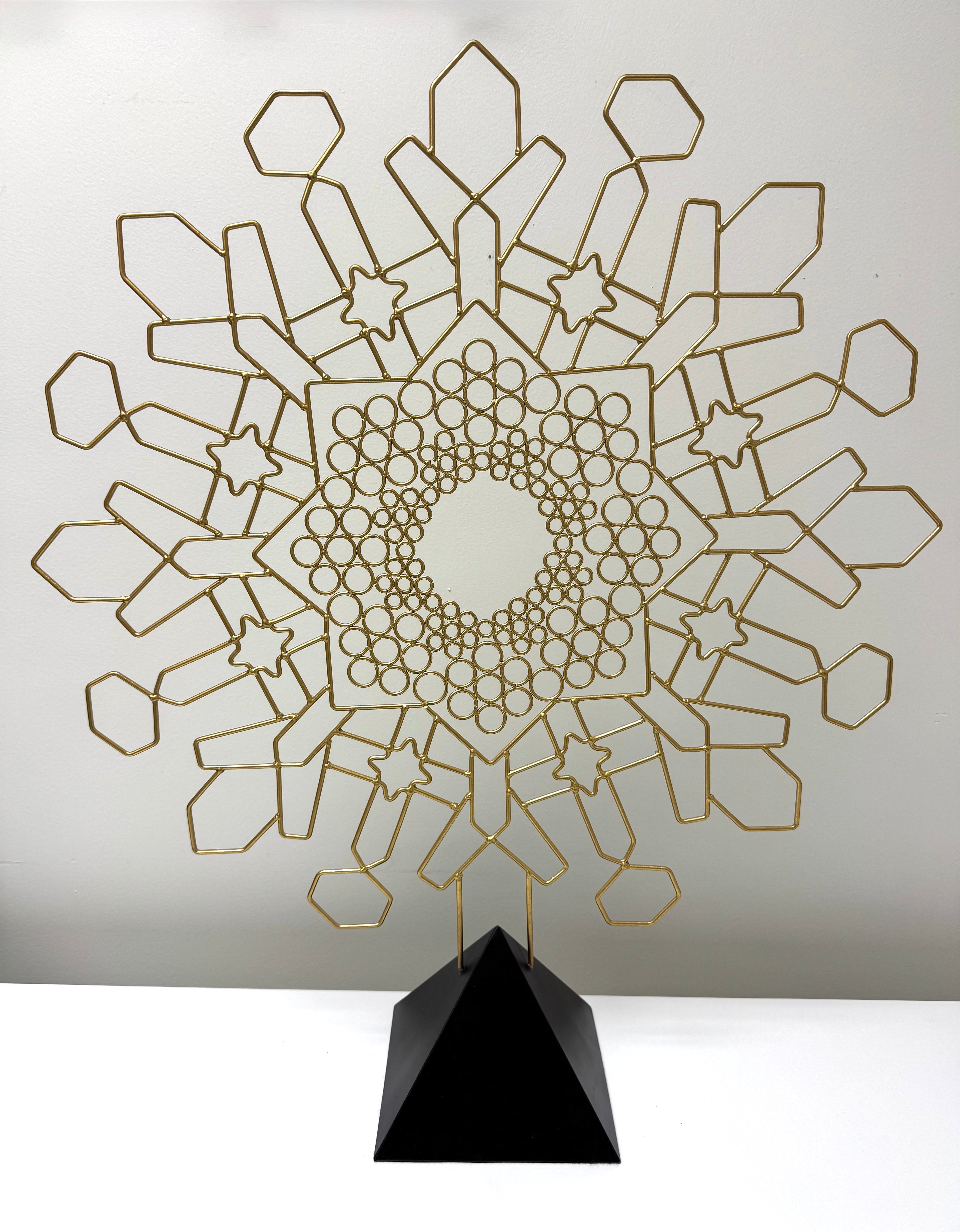 Gold Geometric Wire Sculpture