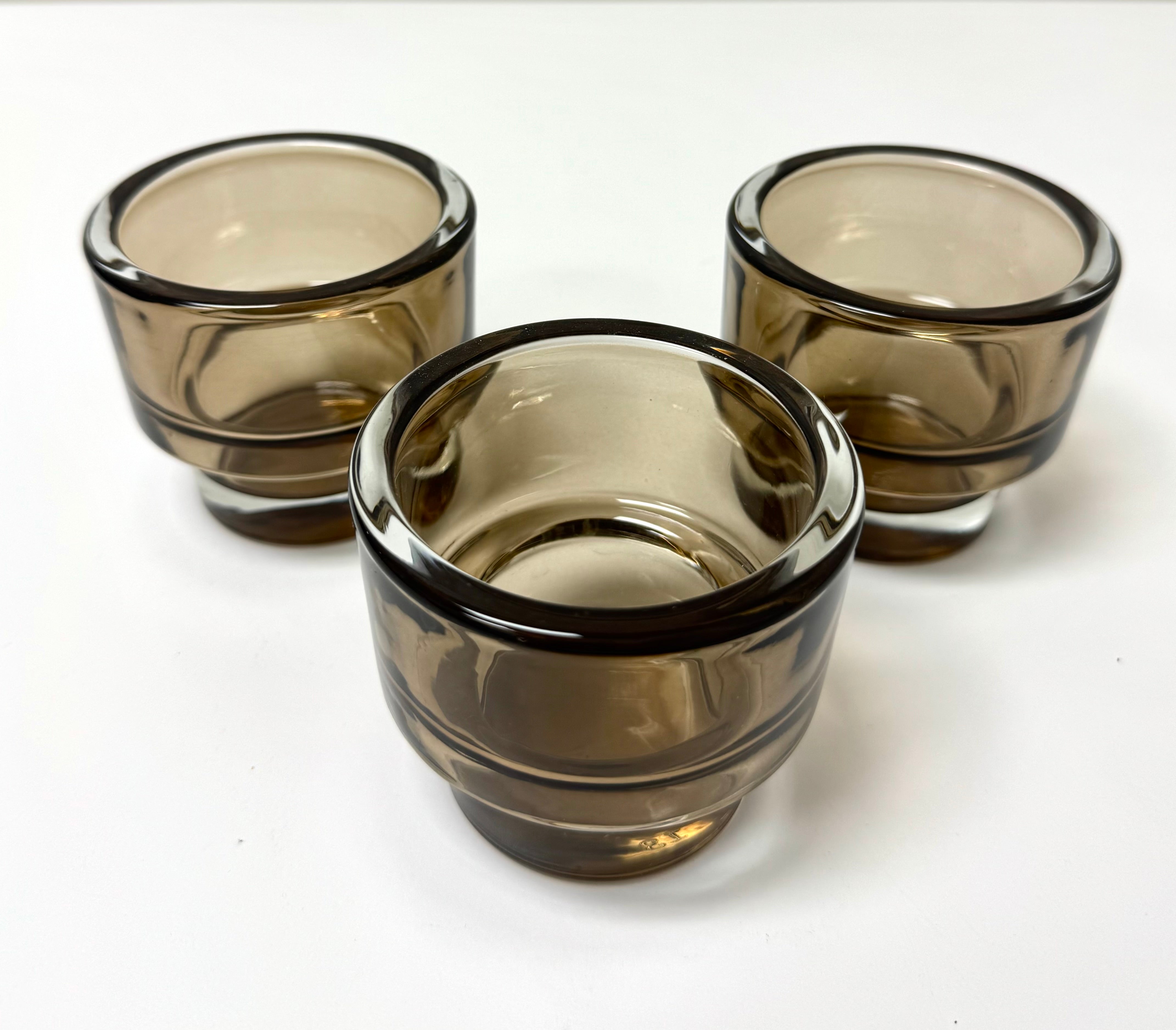 Vintage IKEA Smoked Glass Votive Holders Set of 3