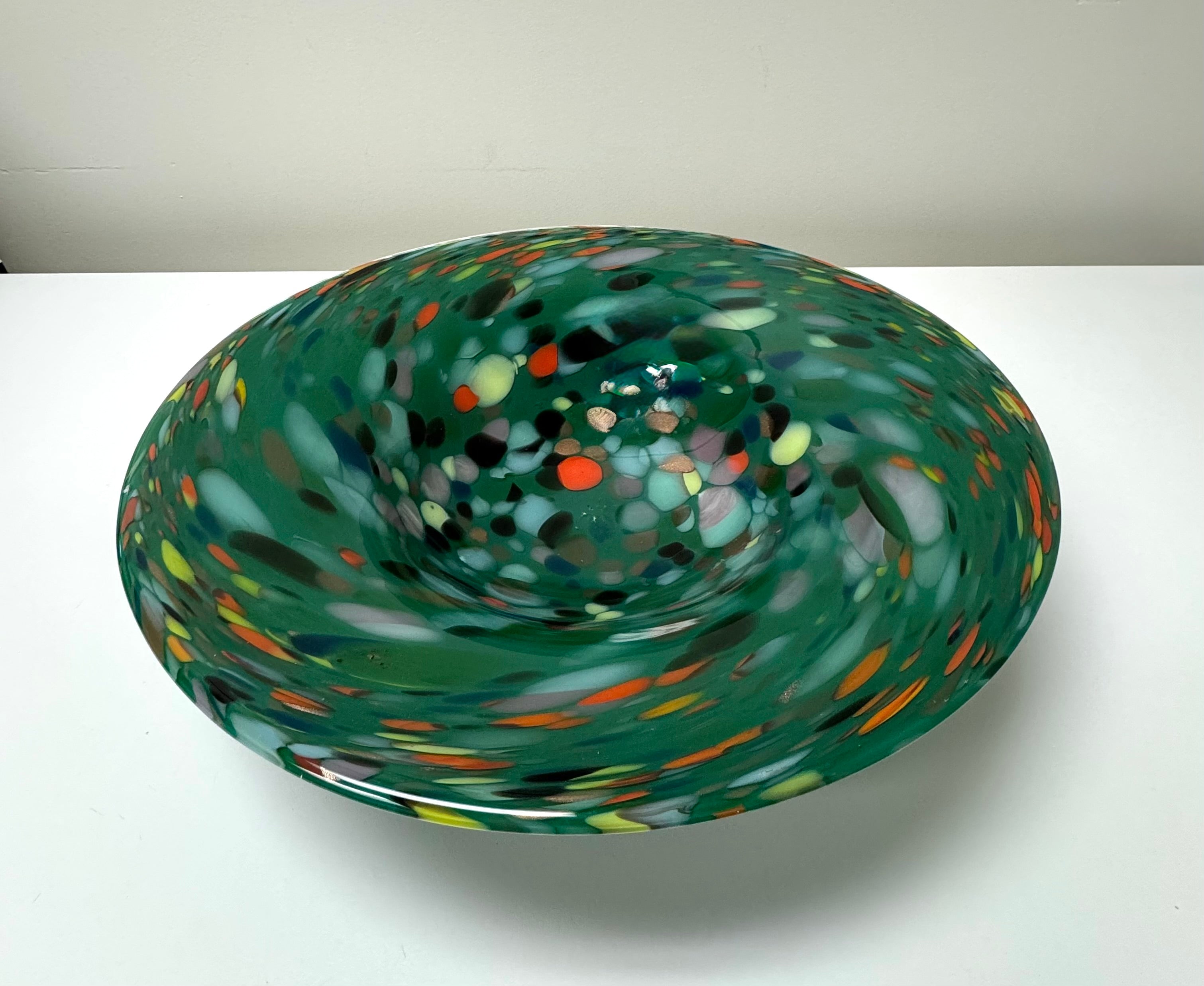 MURANO Emerald Green Millefiori 18" Bowl