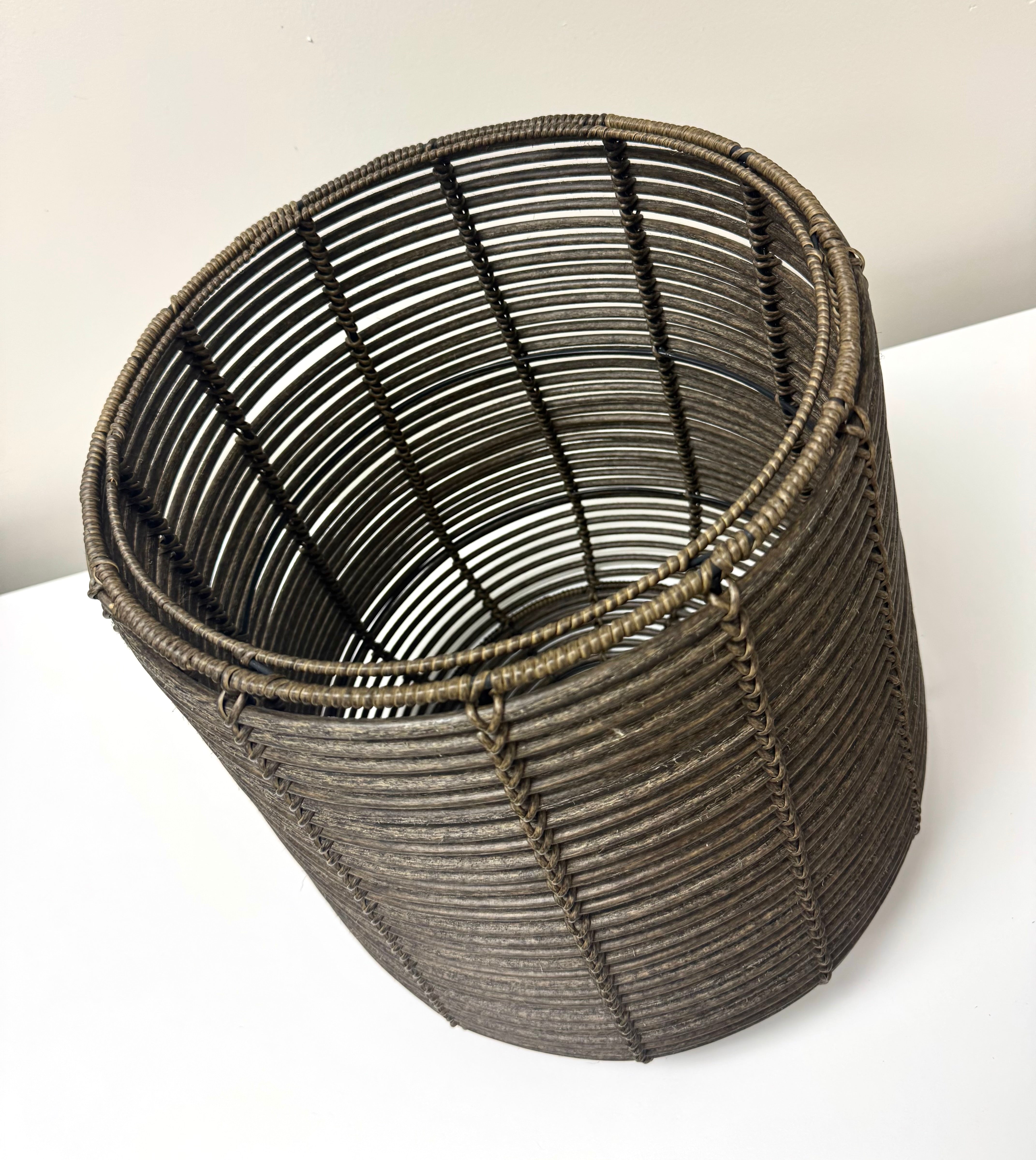 Faux Brown Rattan Garden Stool