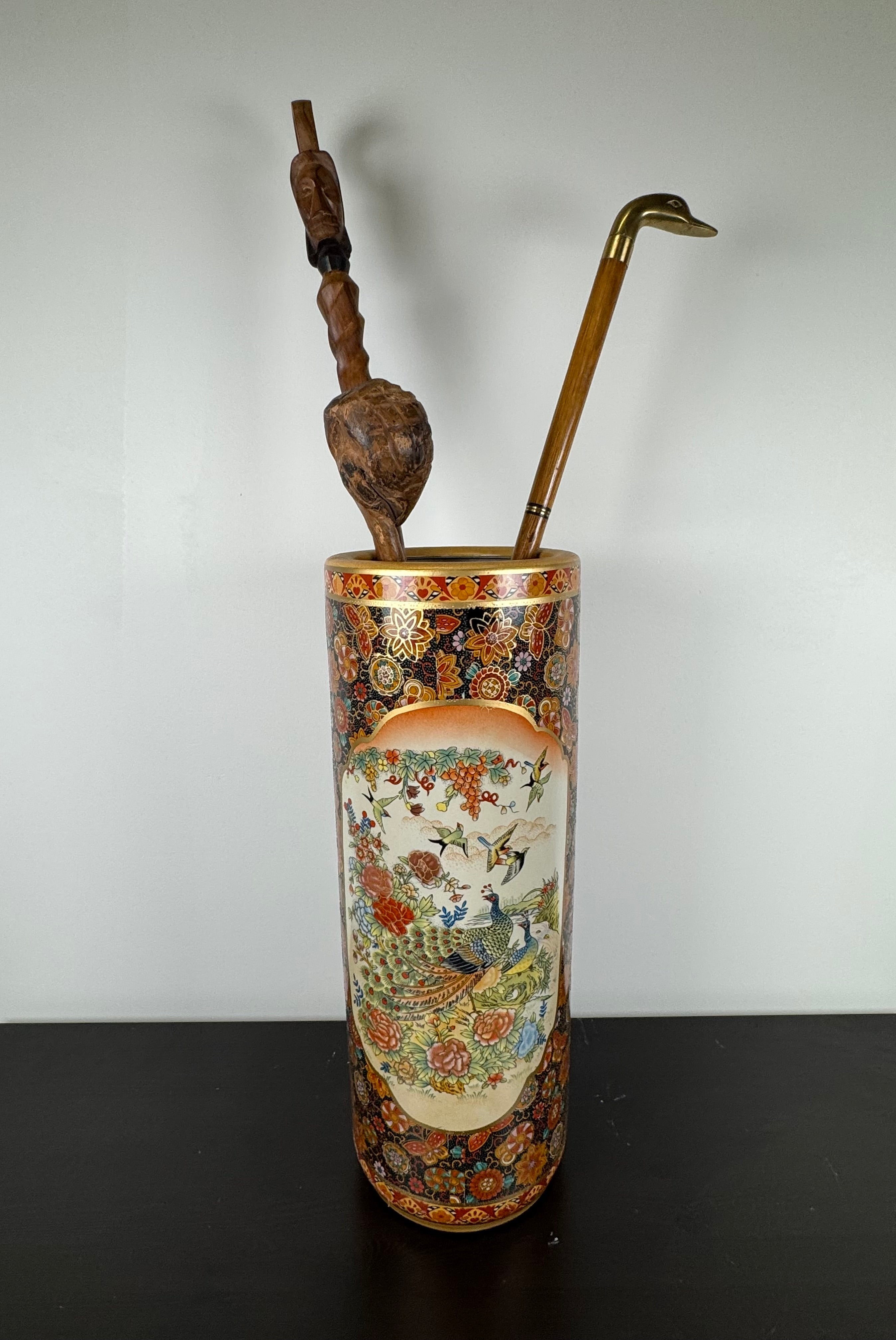 Vintage Satsuma Style Umbrella Stand