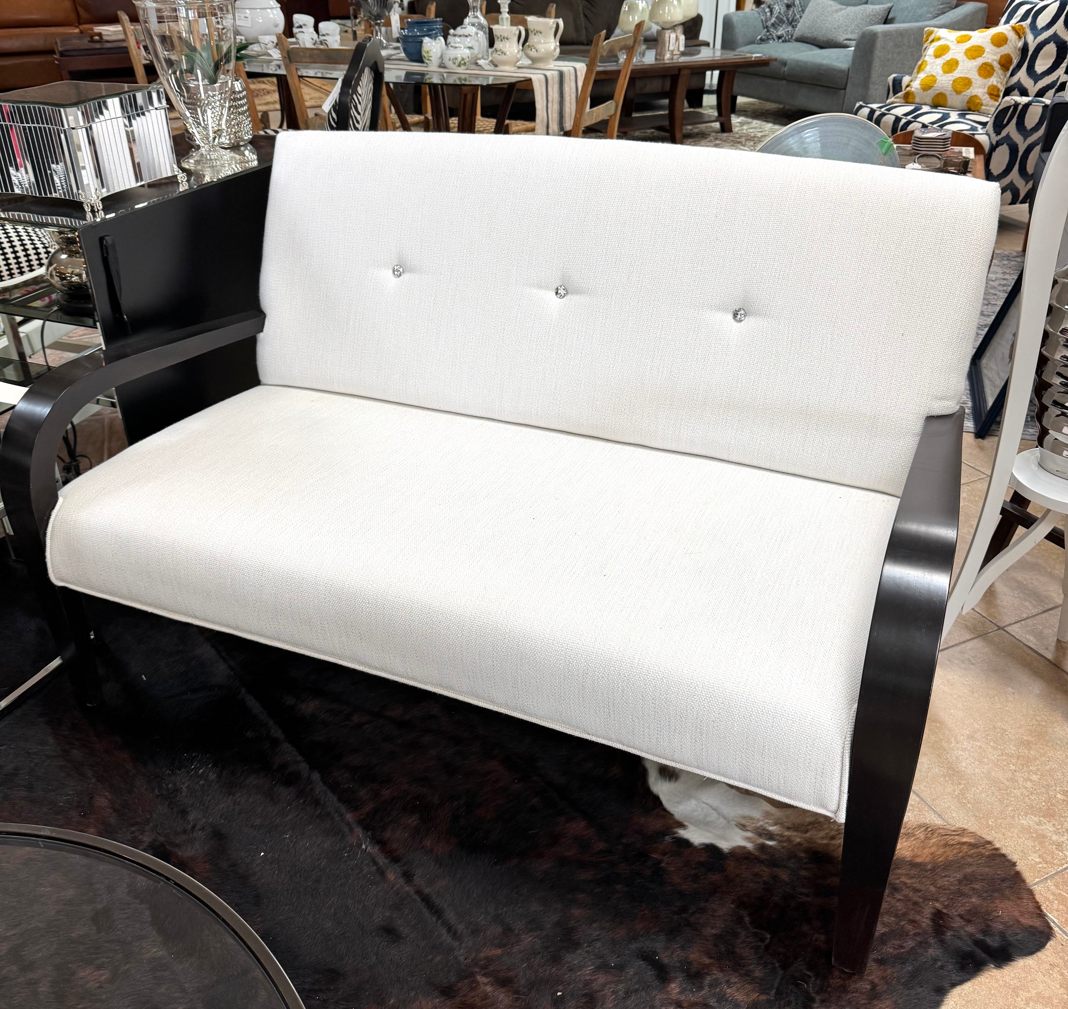 NEW! White Settee With Curved Arms