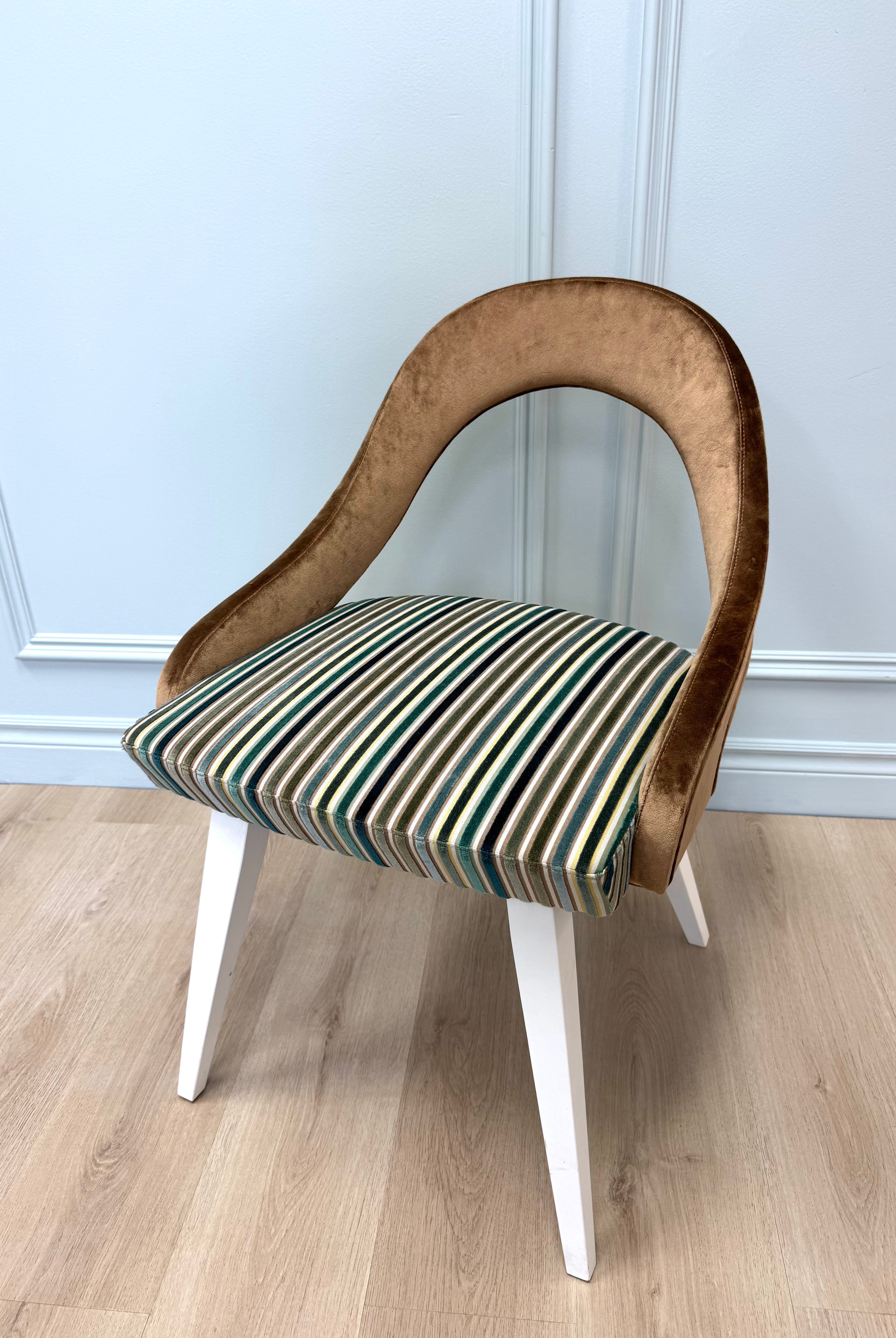 NEW! Striped Velvet MCM-style Chair