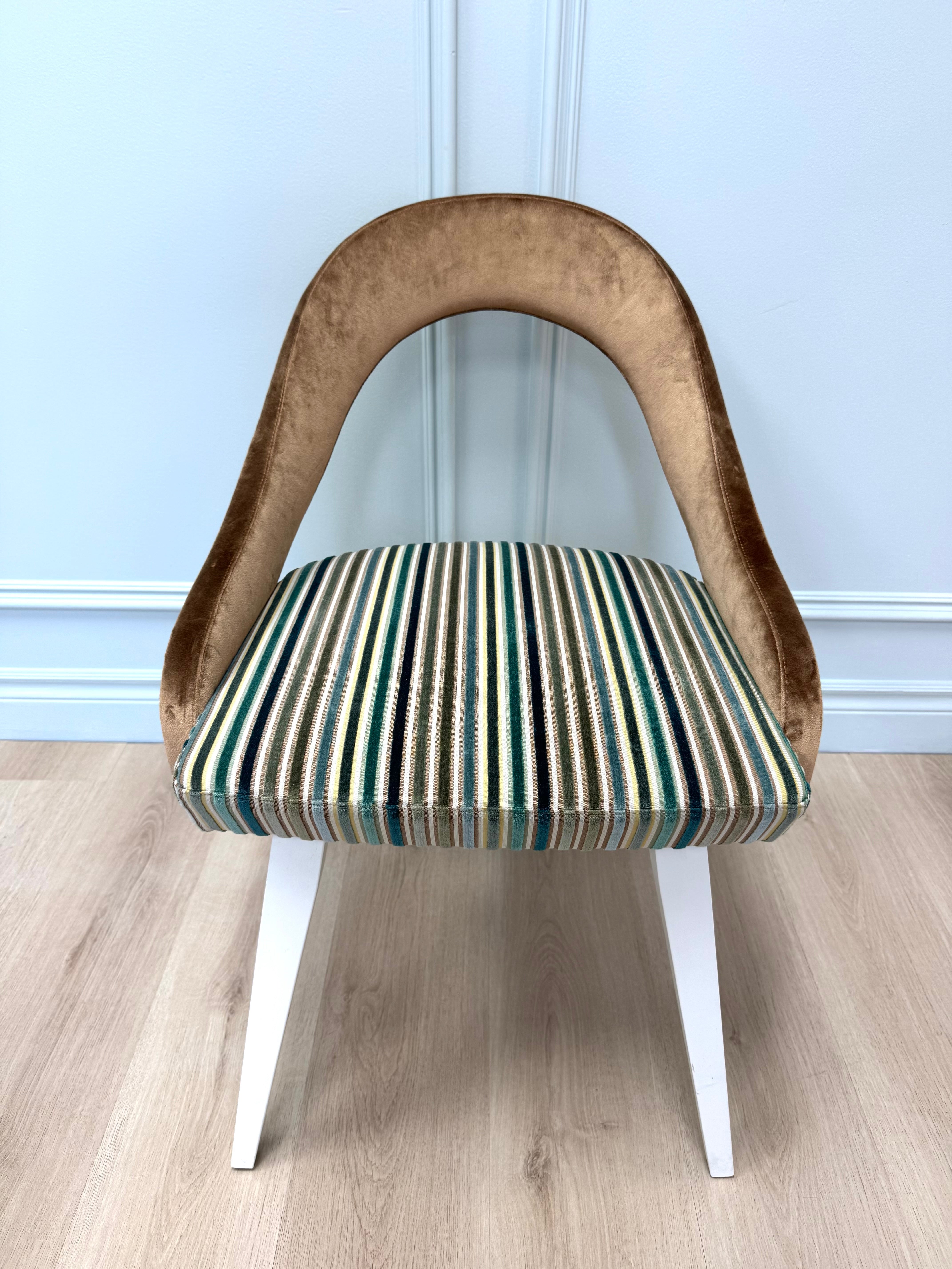 NEW! Striped Velvet MCM-style Chair