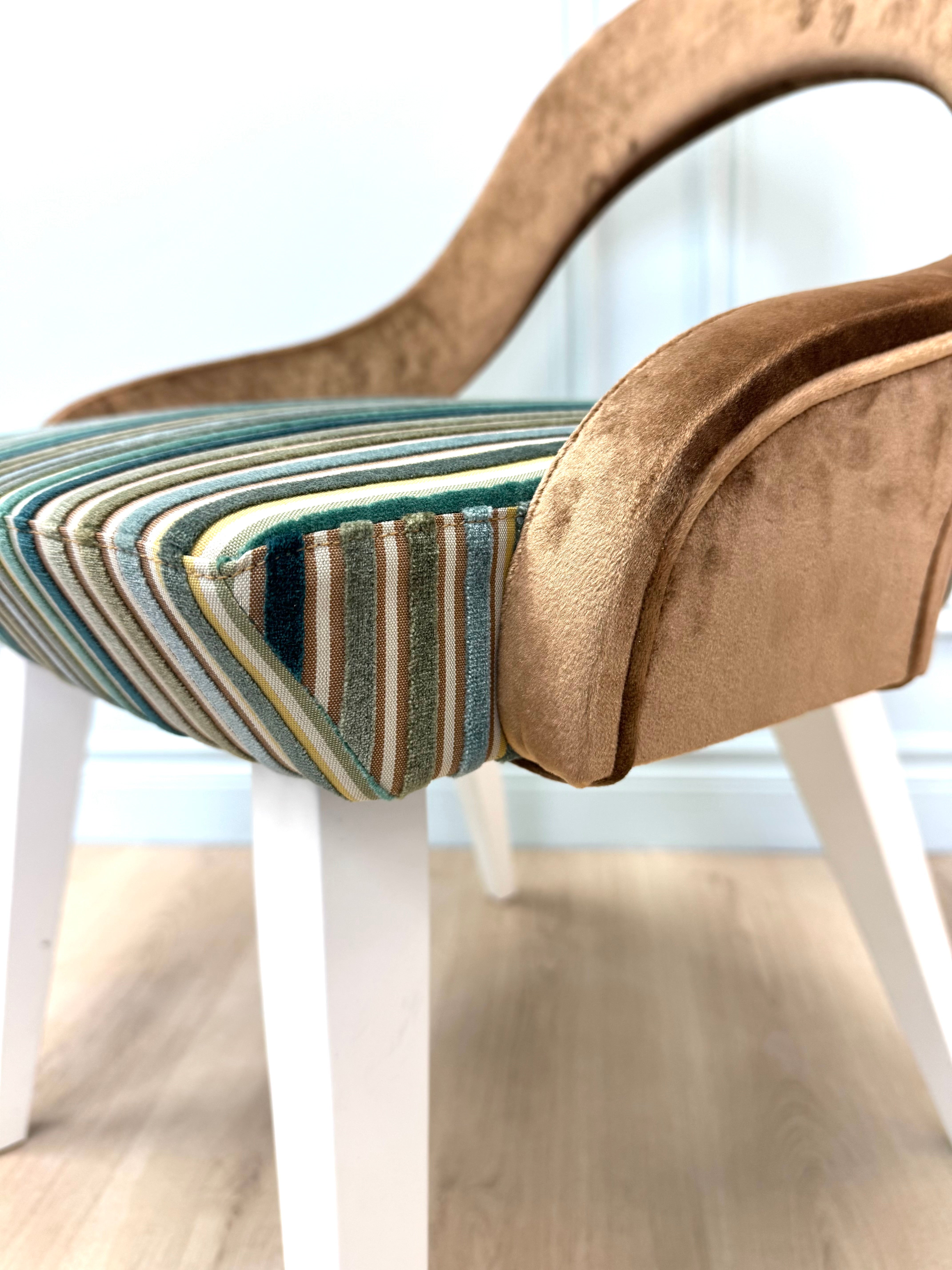 NEW! Striped Velvet MCM-style Chair