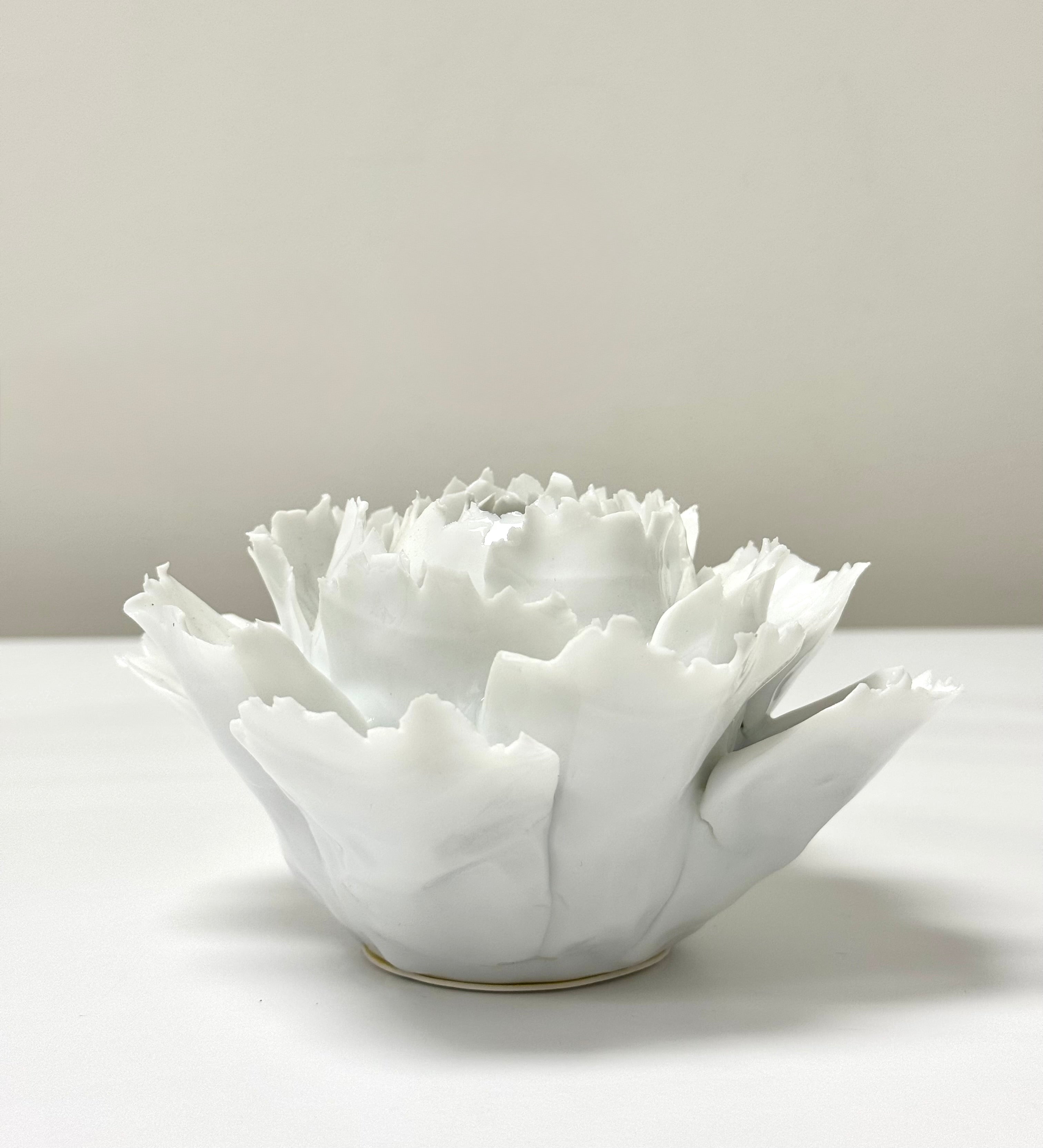 White Porcelain Peony Sculpture