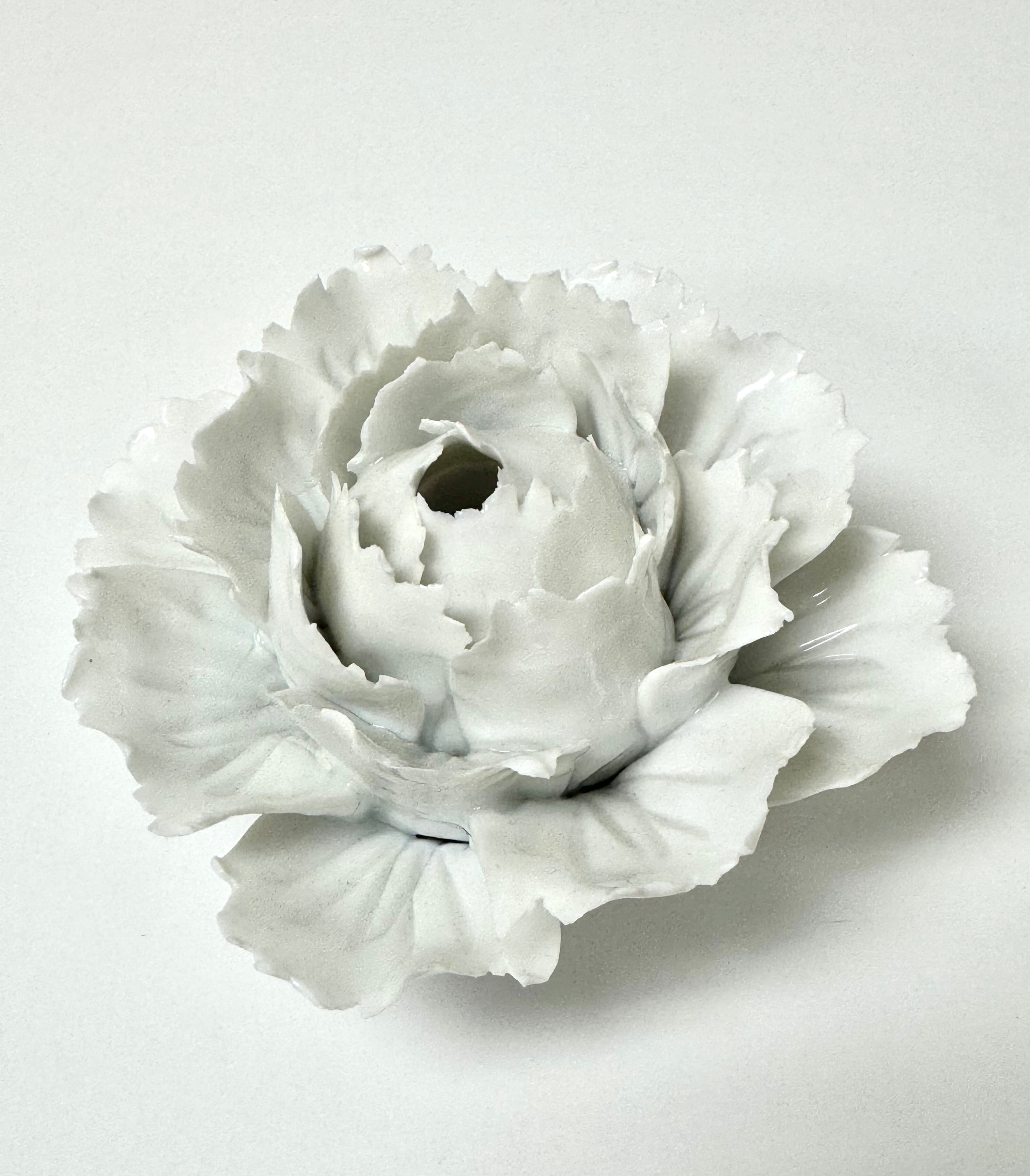 White Porcelain Peony Sculpture