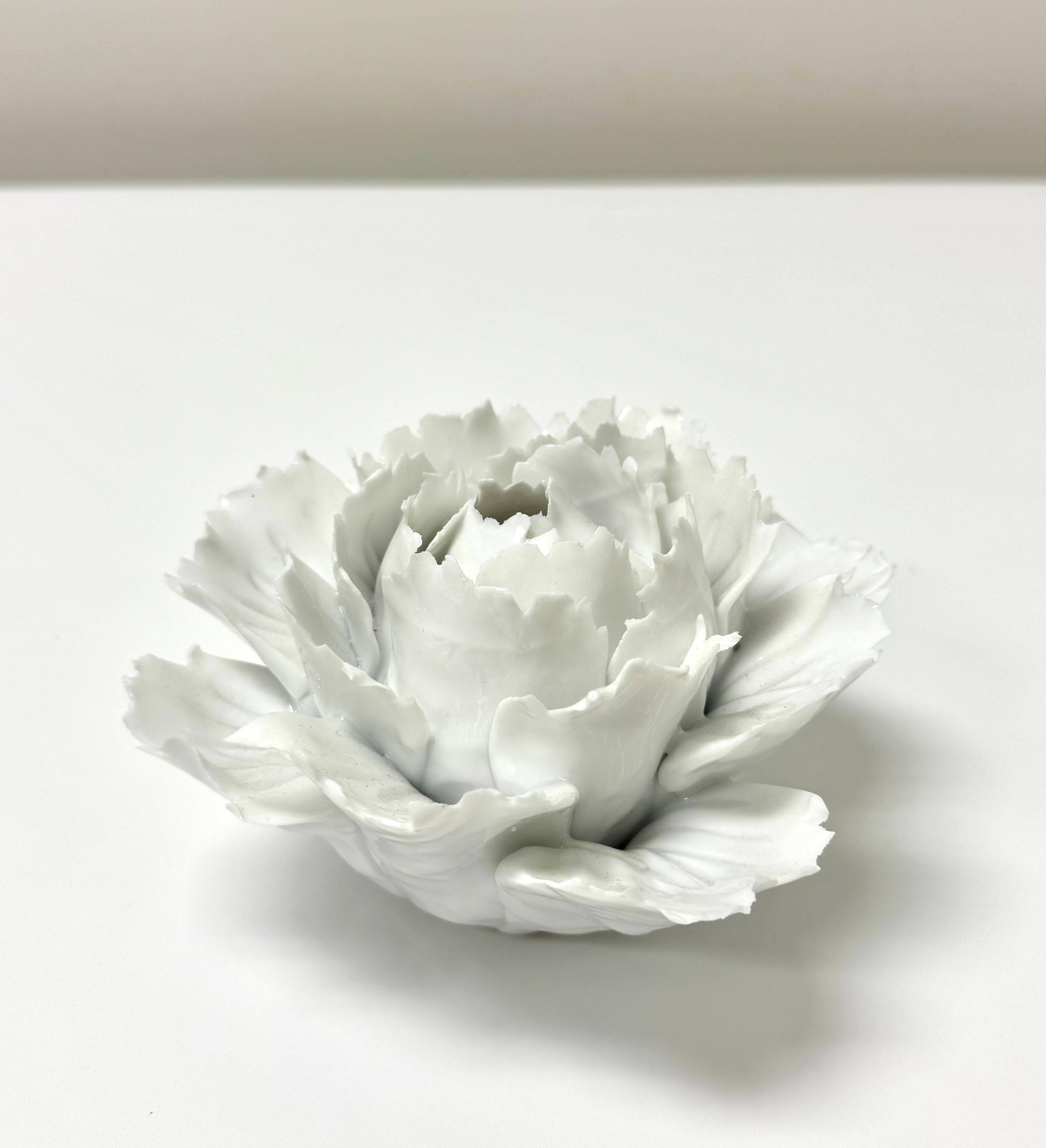 White Porcelain Peony Sculpture
