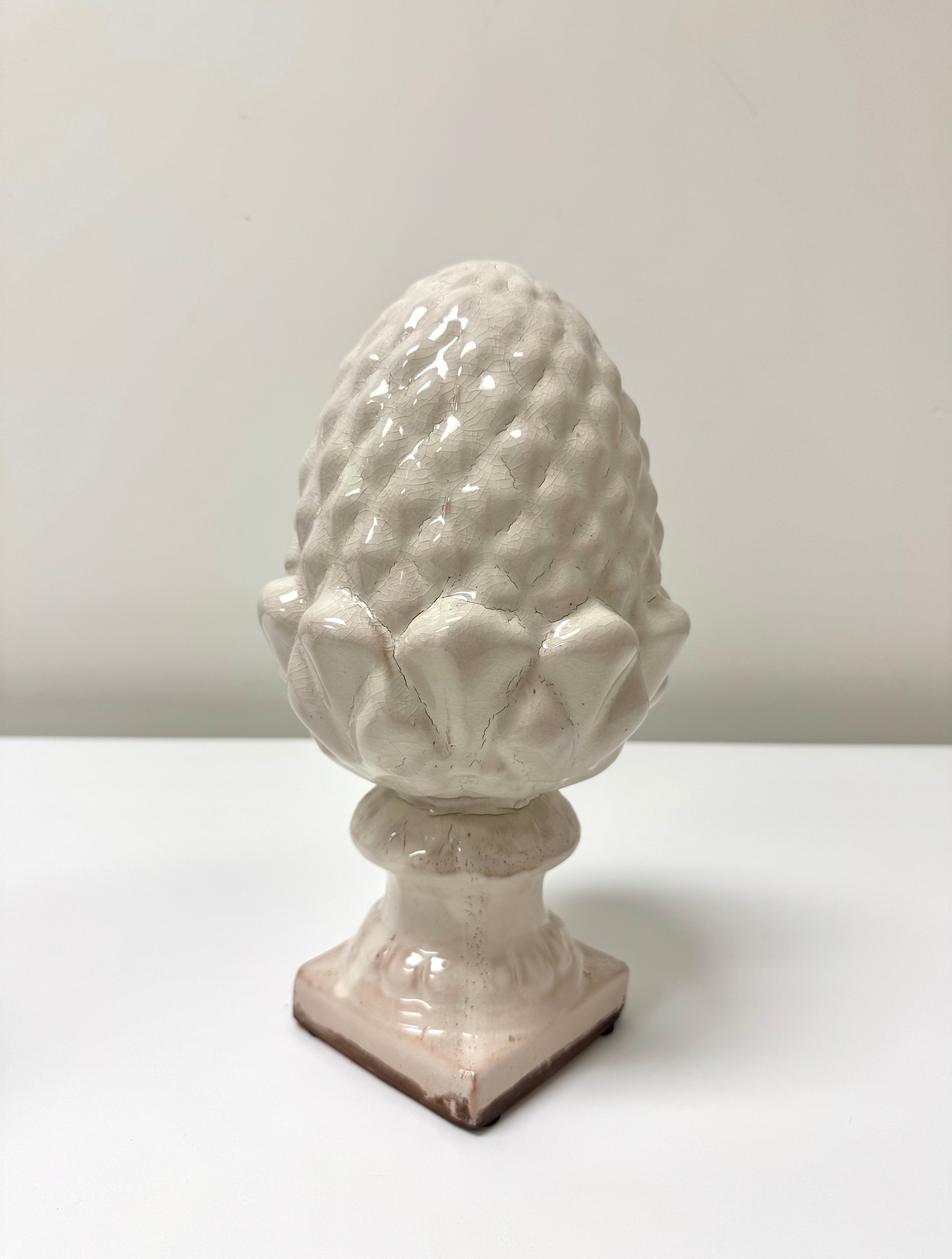 Antiqued White Ceramic Artichoke