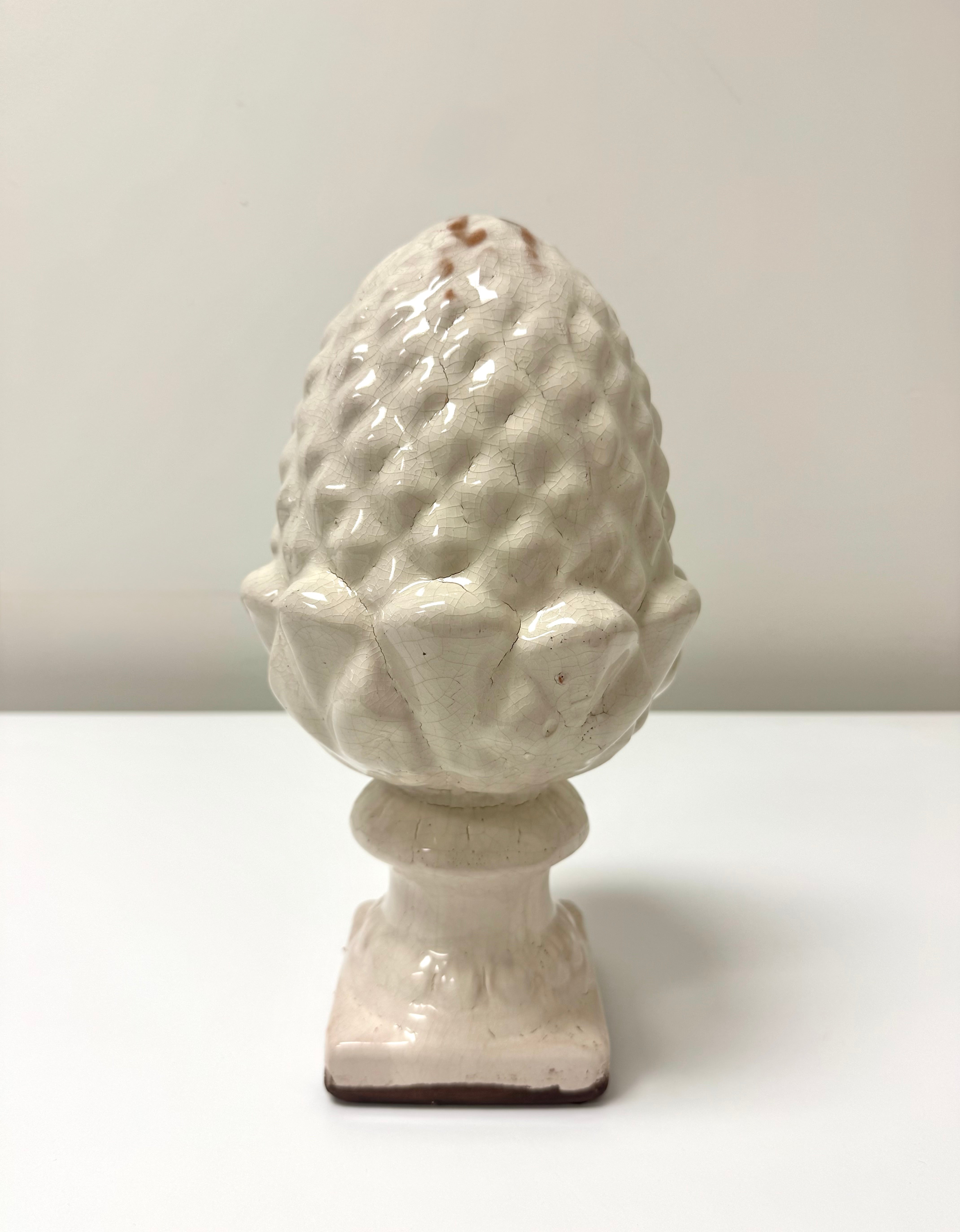 Antiqued White Ceramic Artichoke