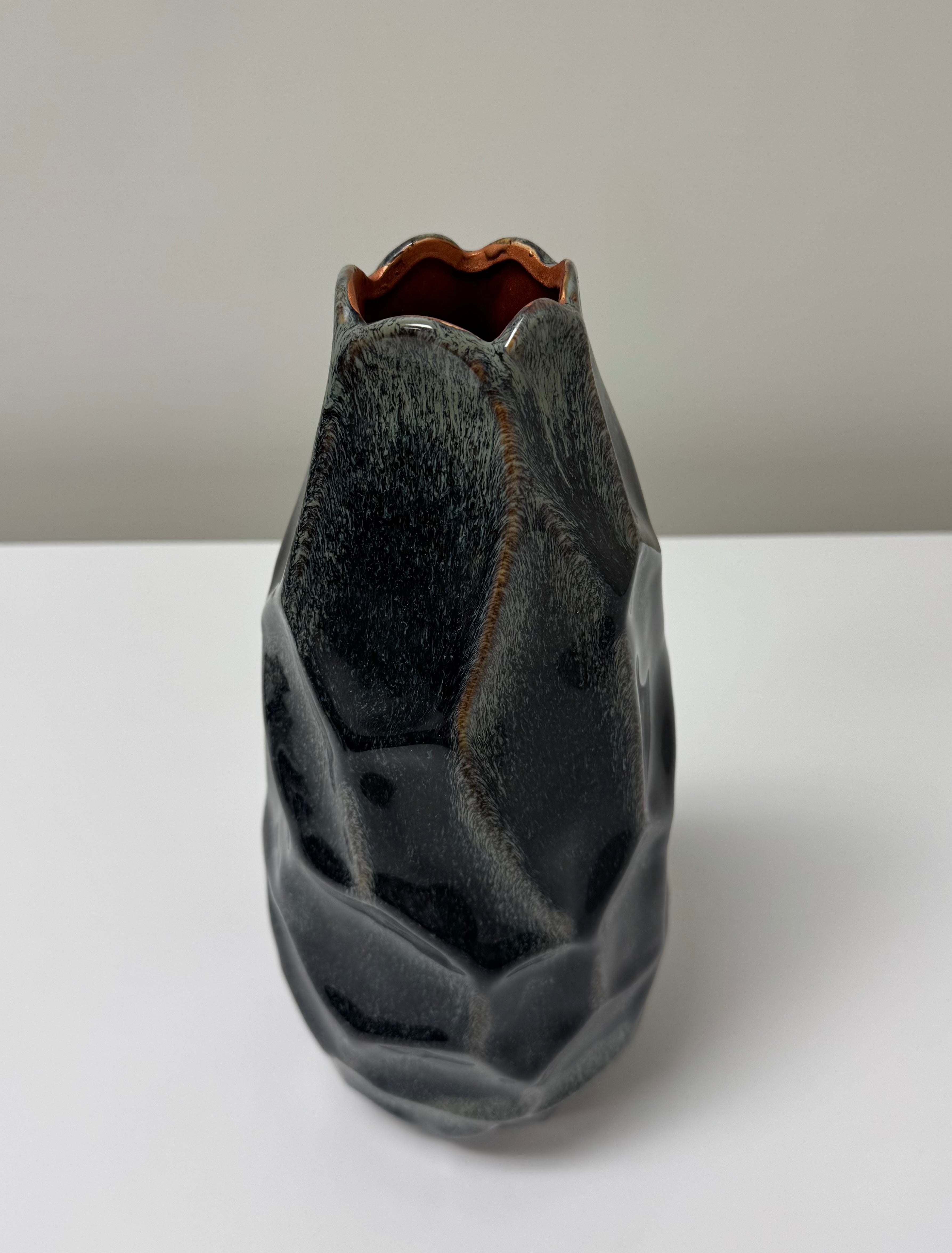 Black & Gray Feather Glaze Vase