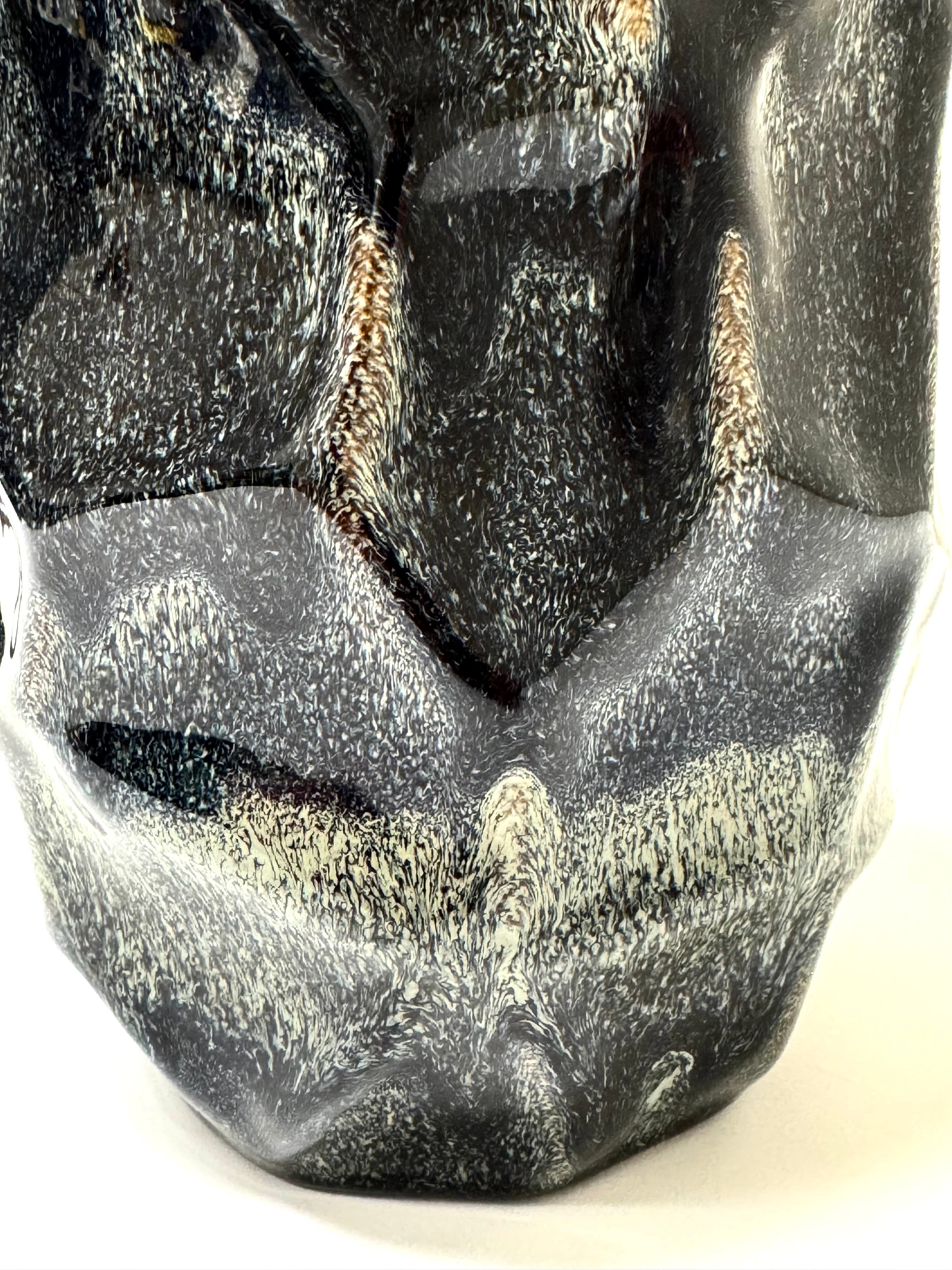 Black & Gray Feather Glaze Vase